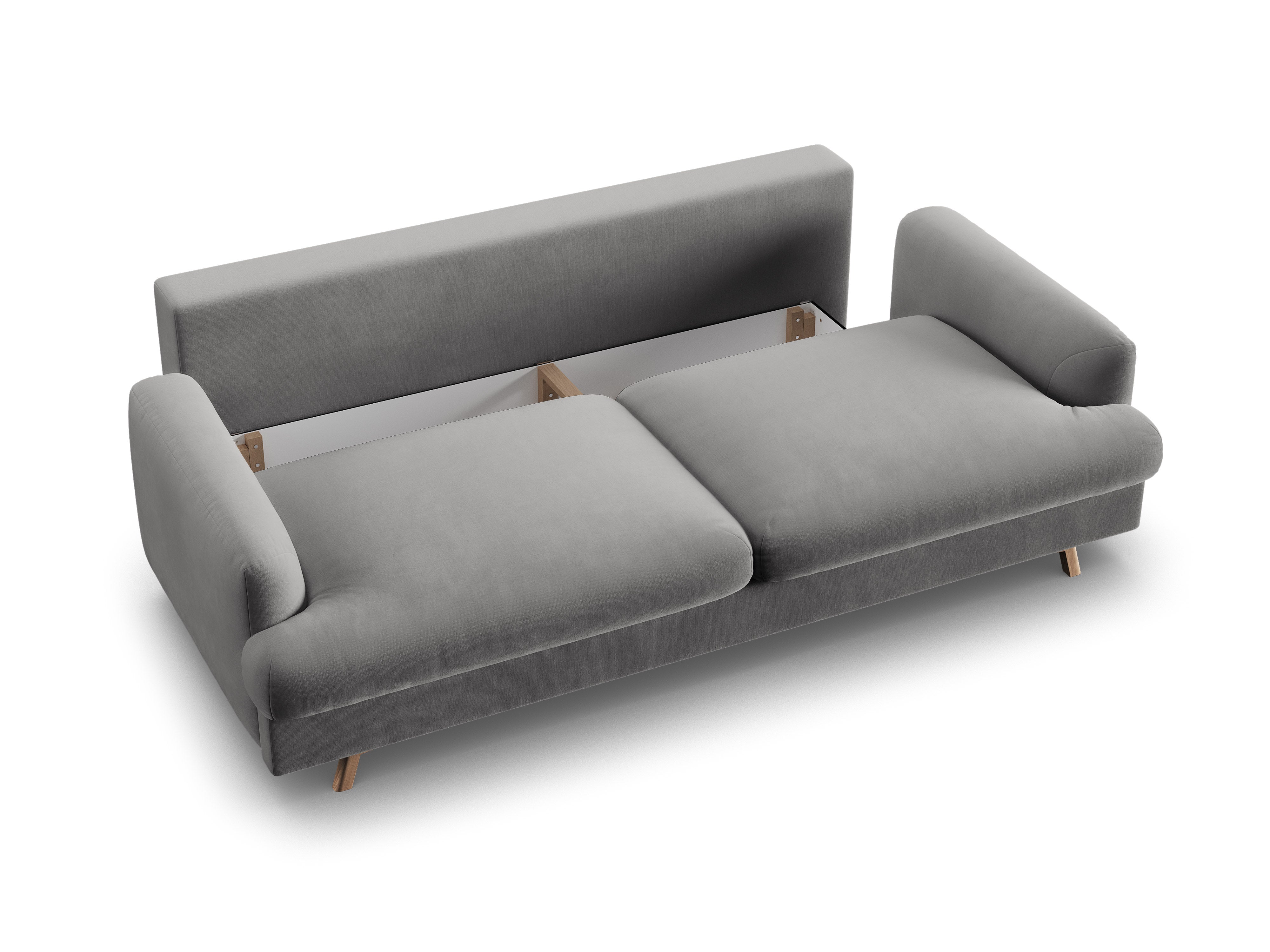 Sofa aus Samt 3-sitzig mit Schlaffunktion NAOMI grau