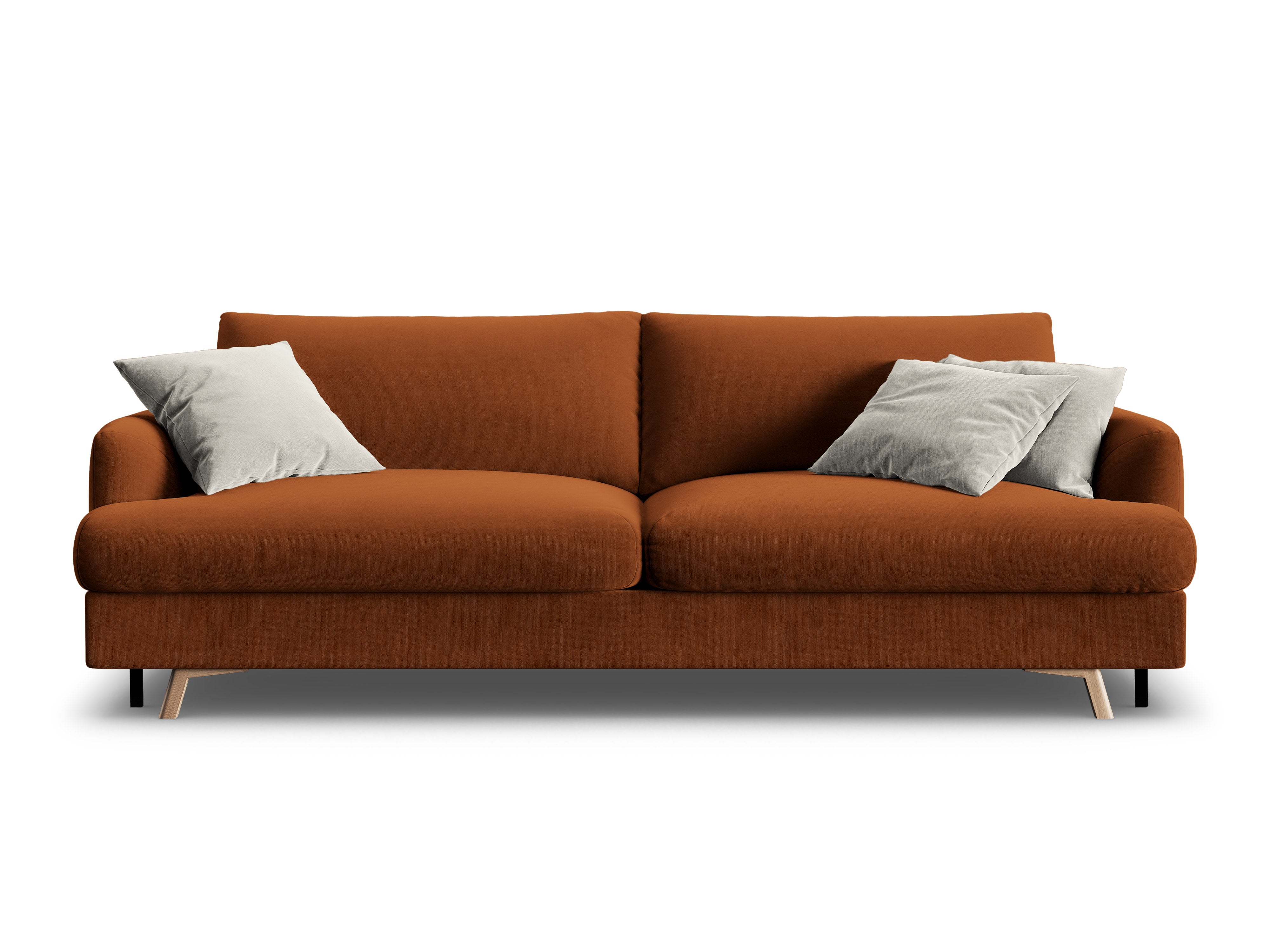Sofa aus Samt für 3 Personen mit Schlaf-Funktion NAOMI terrakotta