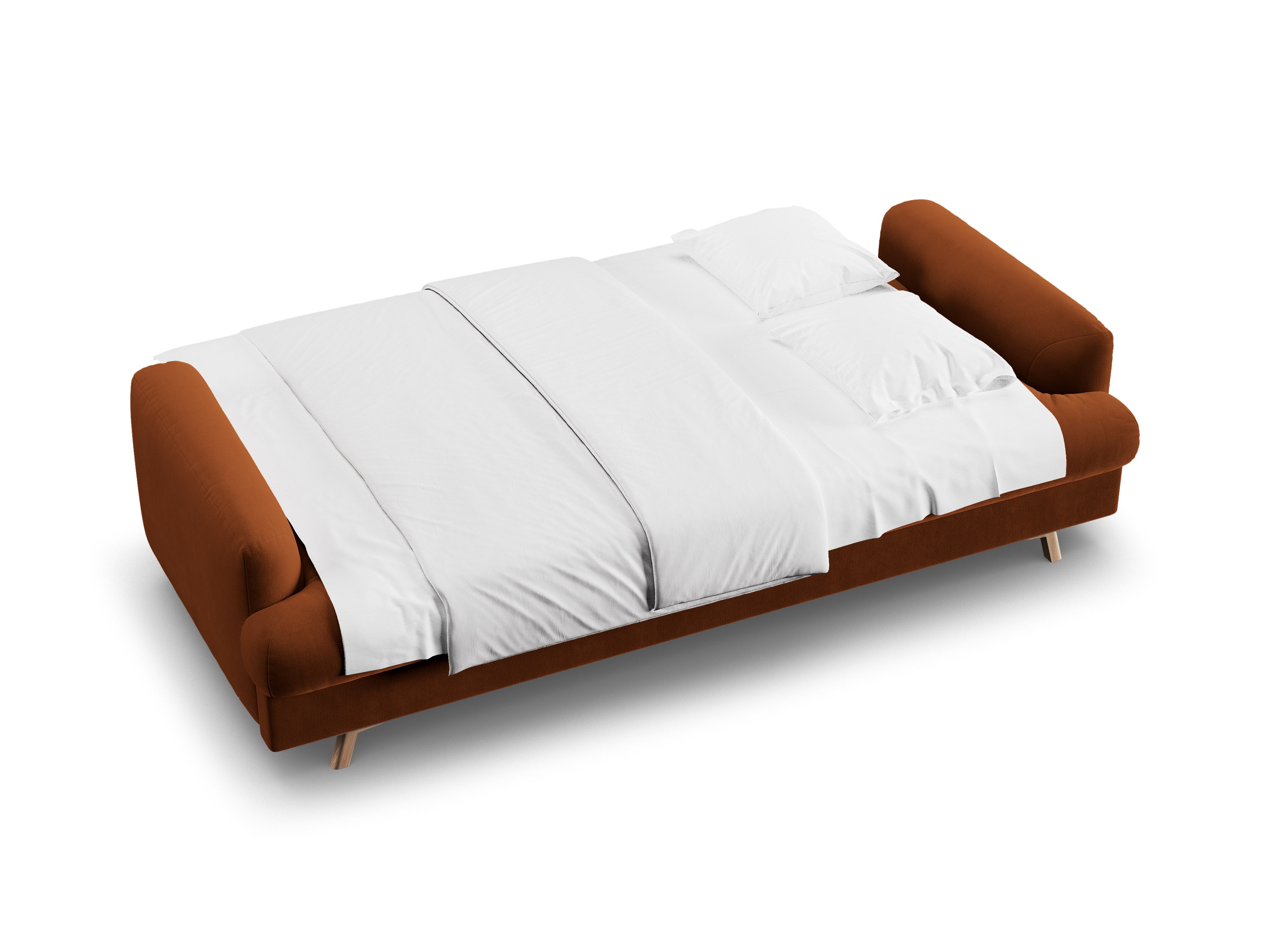 Sofa aus Samt für 3 Personen mit Schlaf-Funktion NAOMI terrakotta