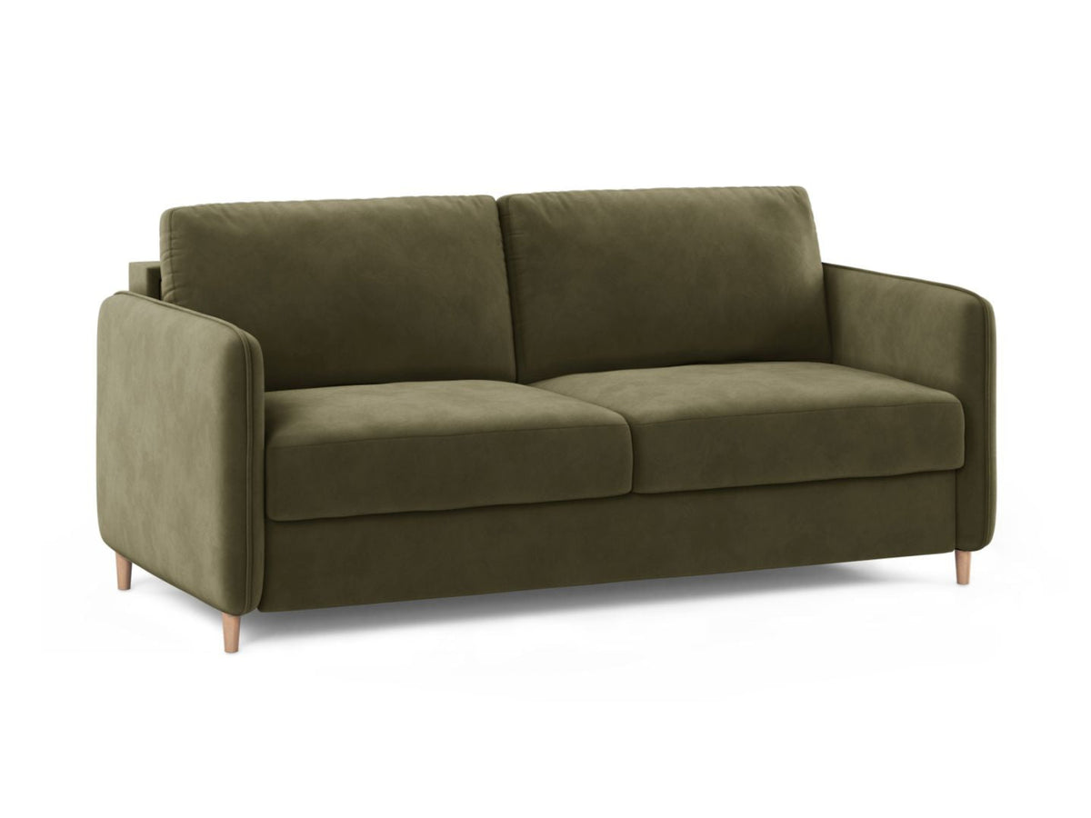 Sofa aksamitna 3-osobowa z funkcją spania SIMO zielony – ujęcie 2