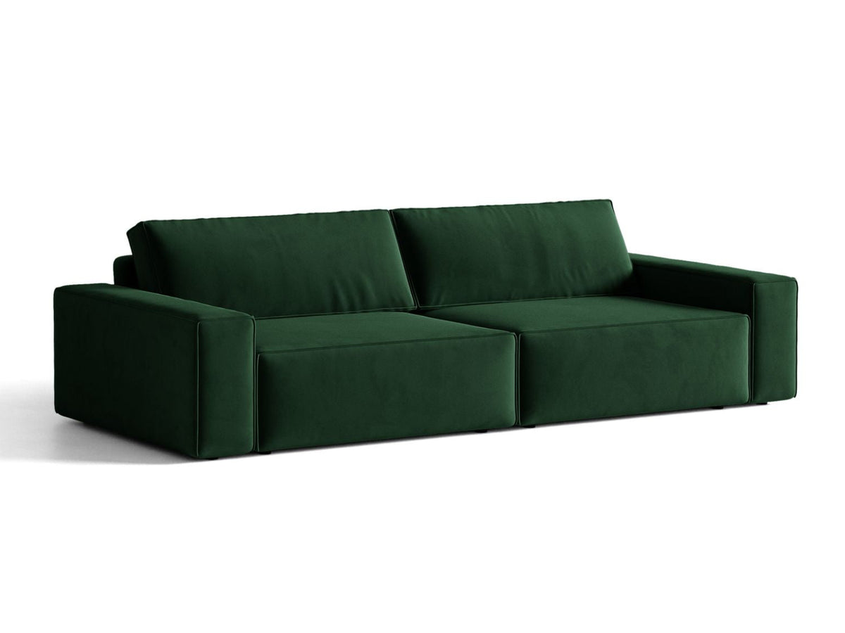 Sofa aksamitna 3-osobowa z funkcją spania JODIE butelkowy zielony – ujęcie 3