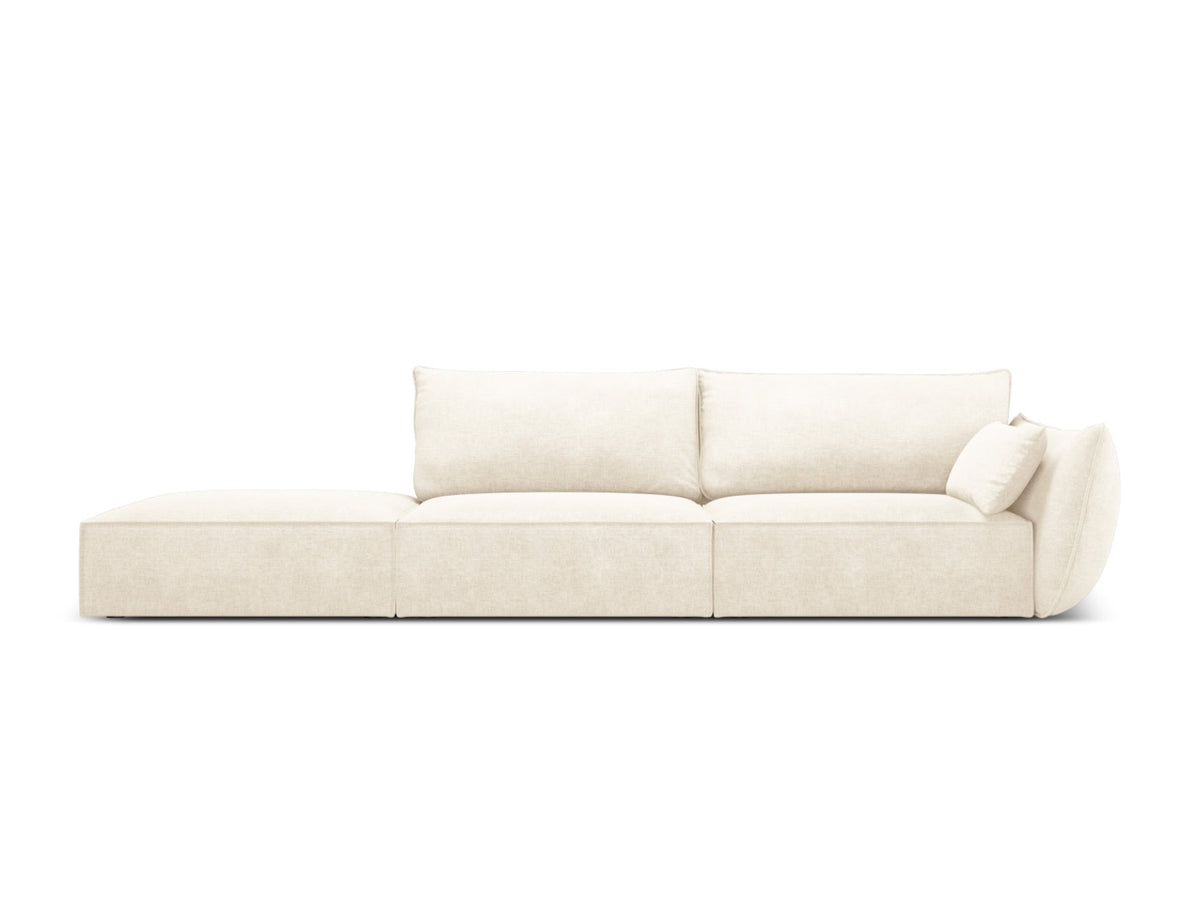 Sofa z otomaną lewostronną 4-osobowa KAELLE jasnobeżowy szenil Over The Horizon – Micadoni