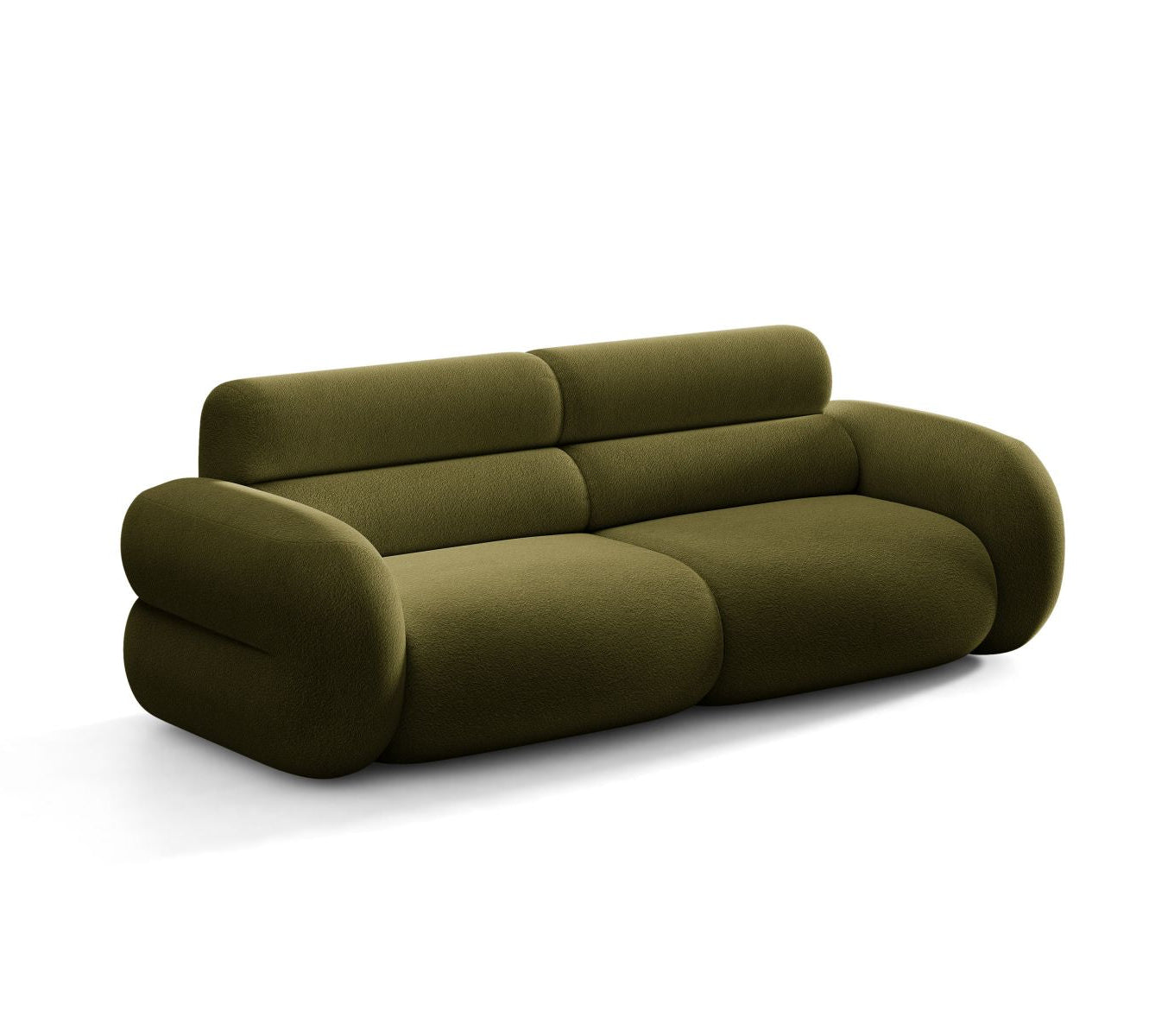 Sofa für 3 Personen NEO in olivgrünem Boucle