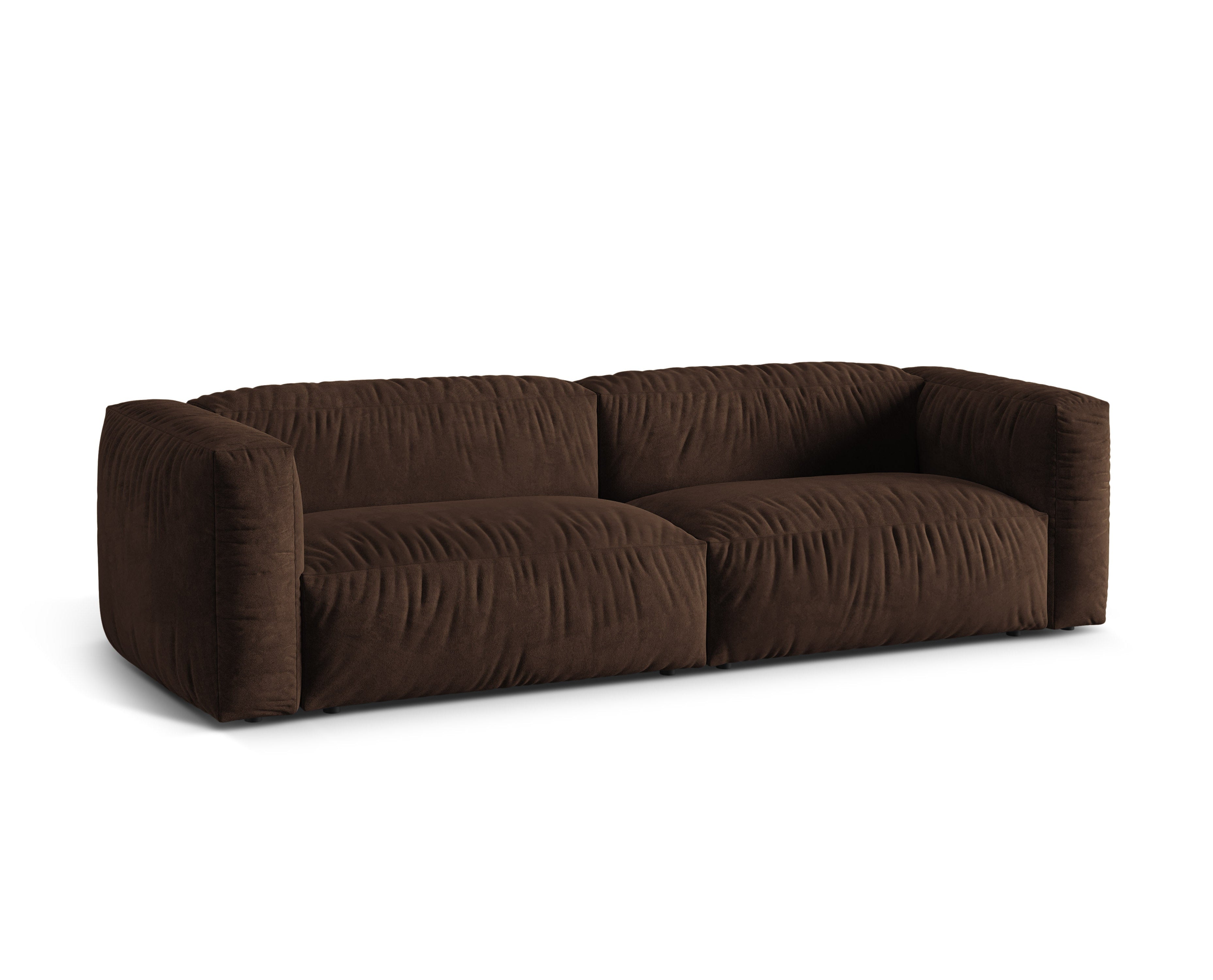 Sofa aksamitna 3-osobowa MARTINA czekoladowy