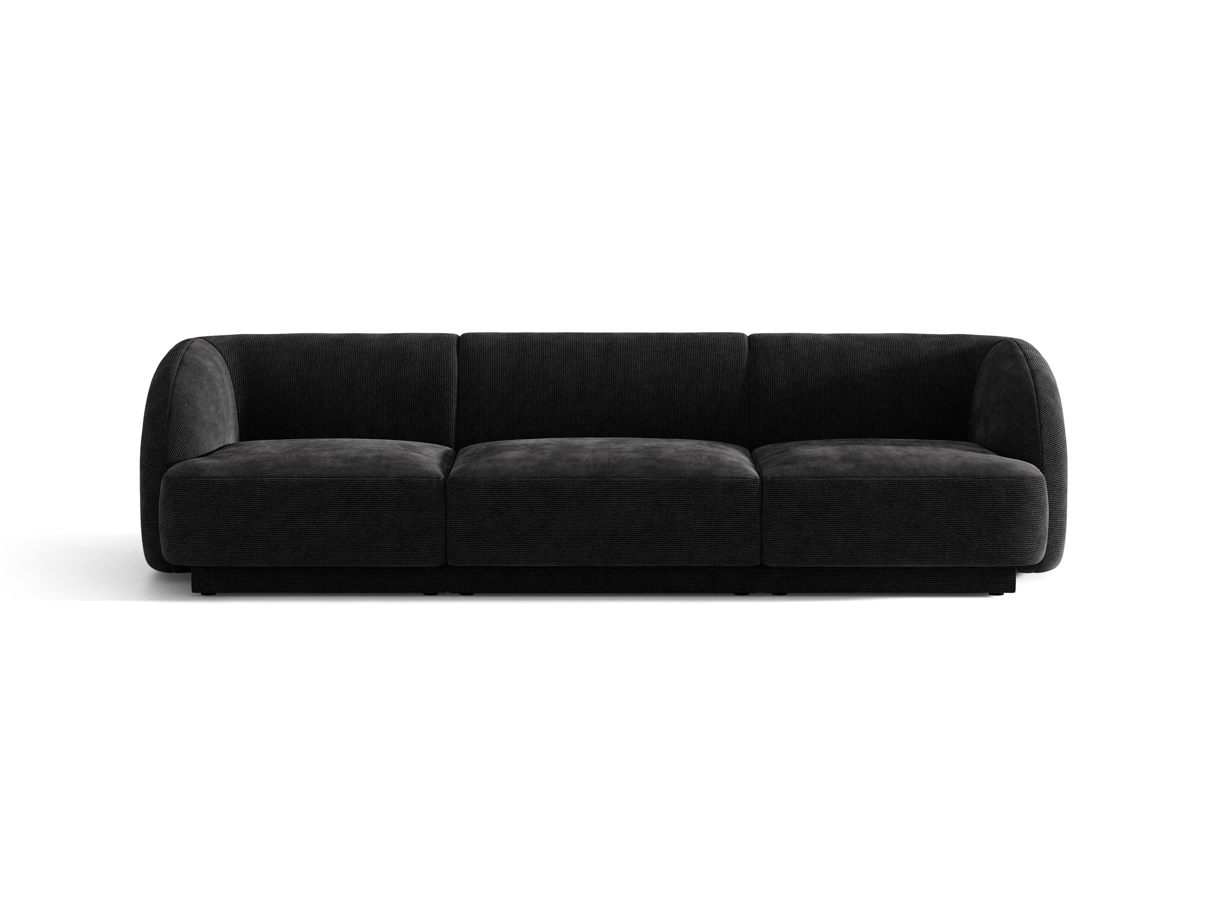 Sofa 3-sitzig MILEY schwarzes Chenille seidig