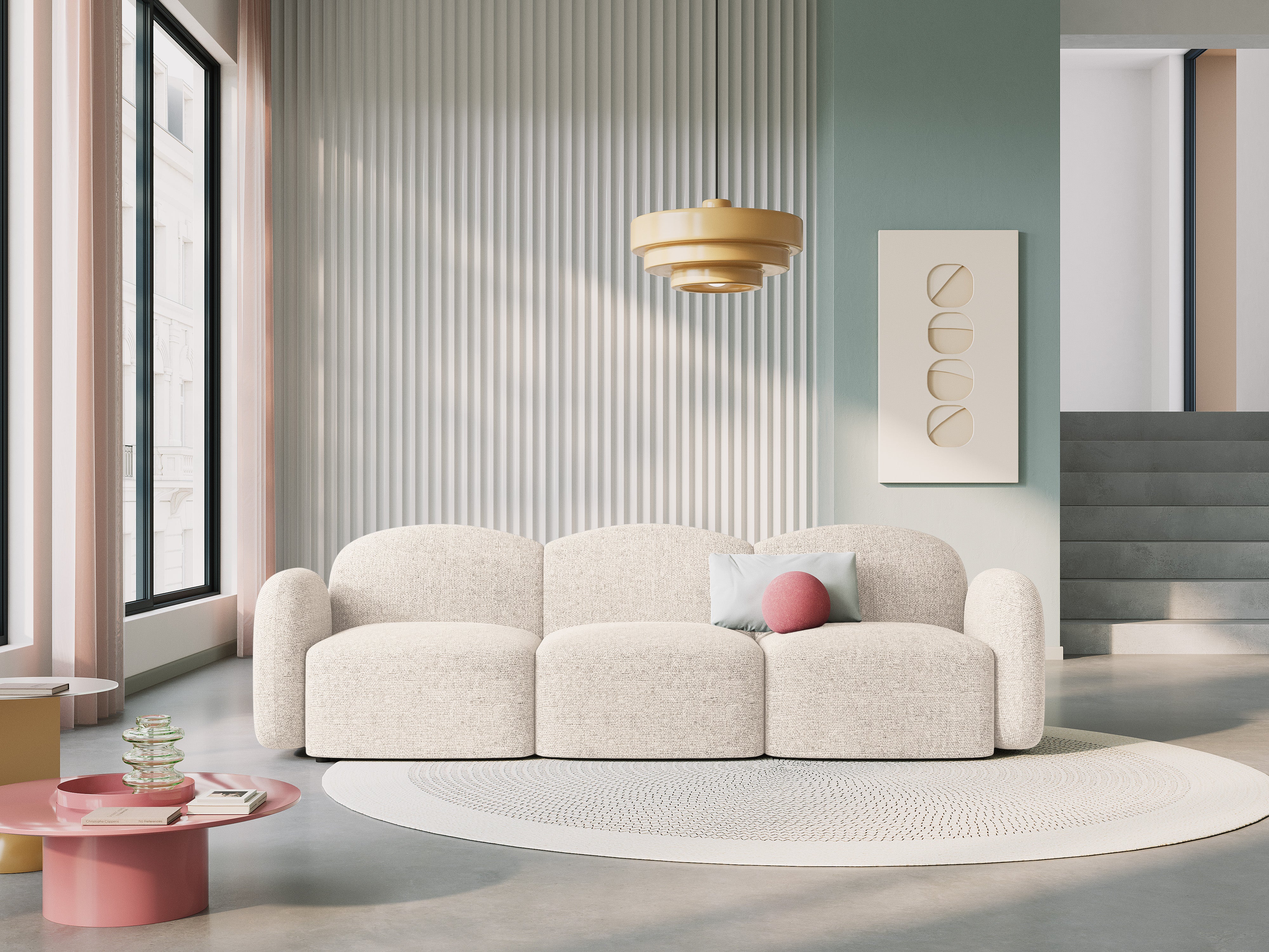 Sofa 3-osobowa BLAIR szenil jasnobeżowy melanż Micadoni    Eye on Design