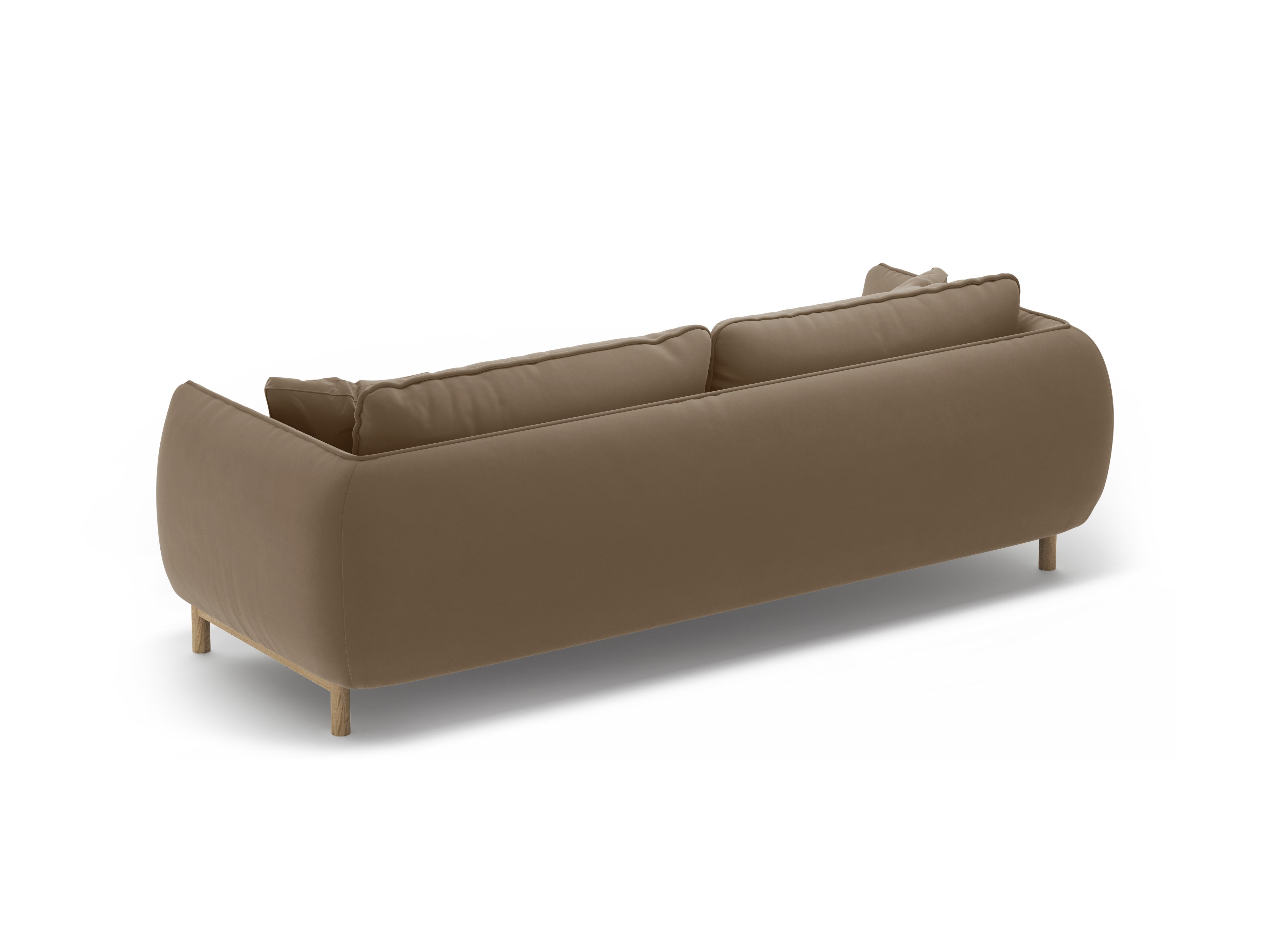 ADA Light Brown Velvet 3-Seater Sofa