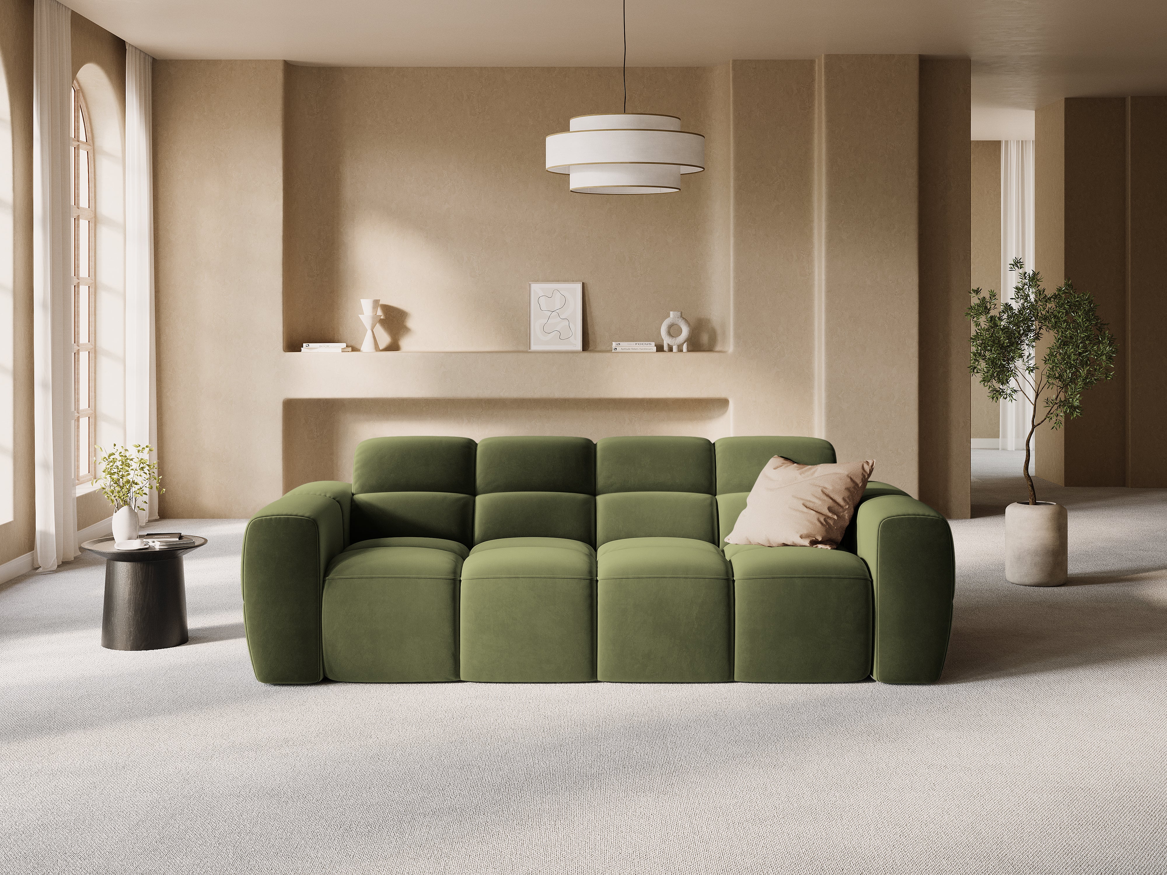 3-seater Sofa LISA green chenille