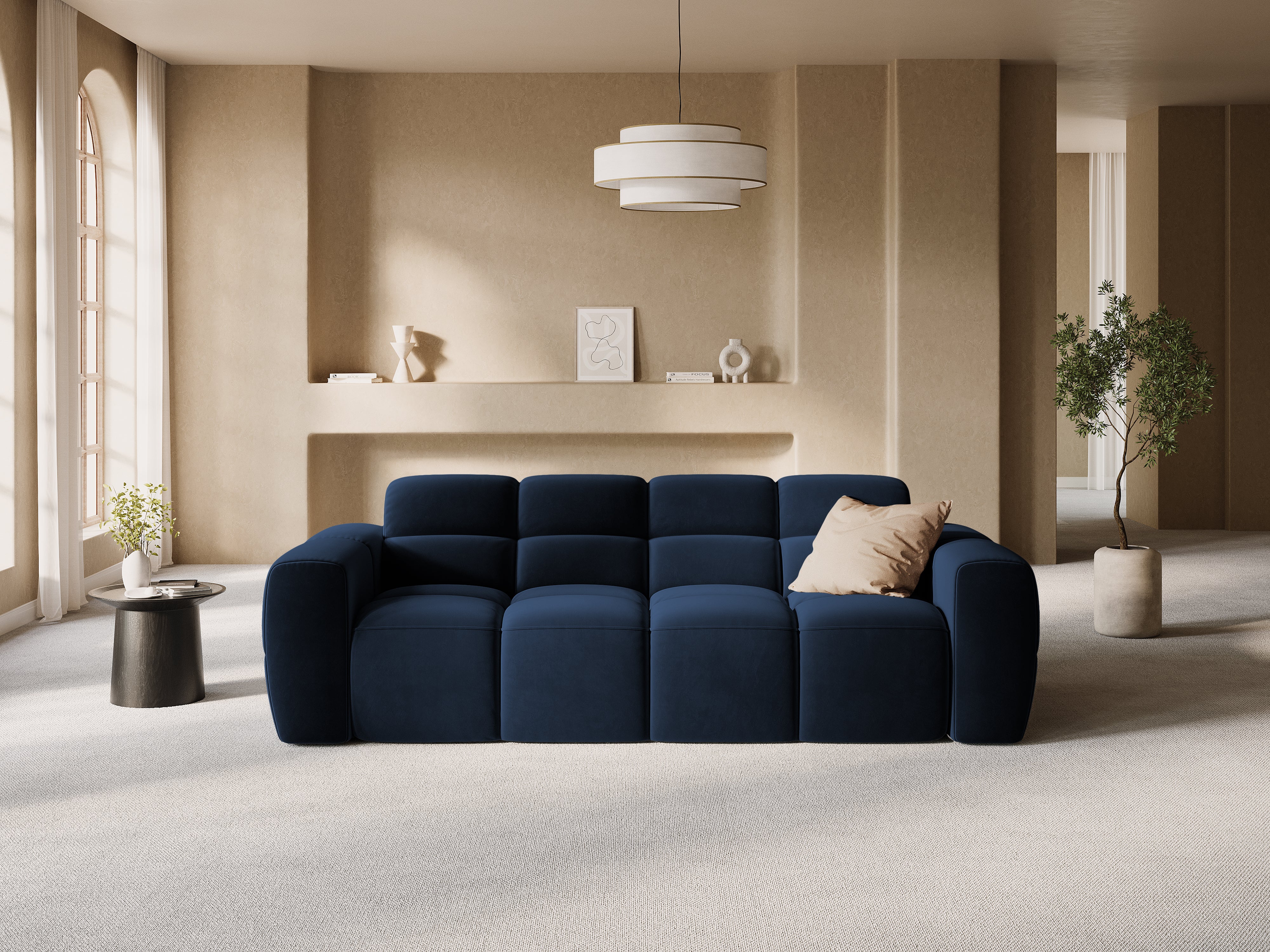 LISA royal blue velvet 3-seater sofa