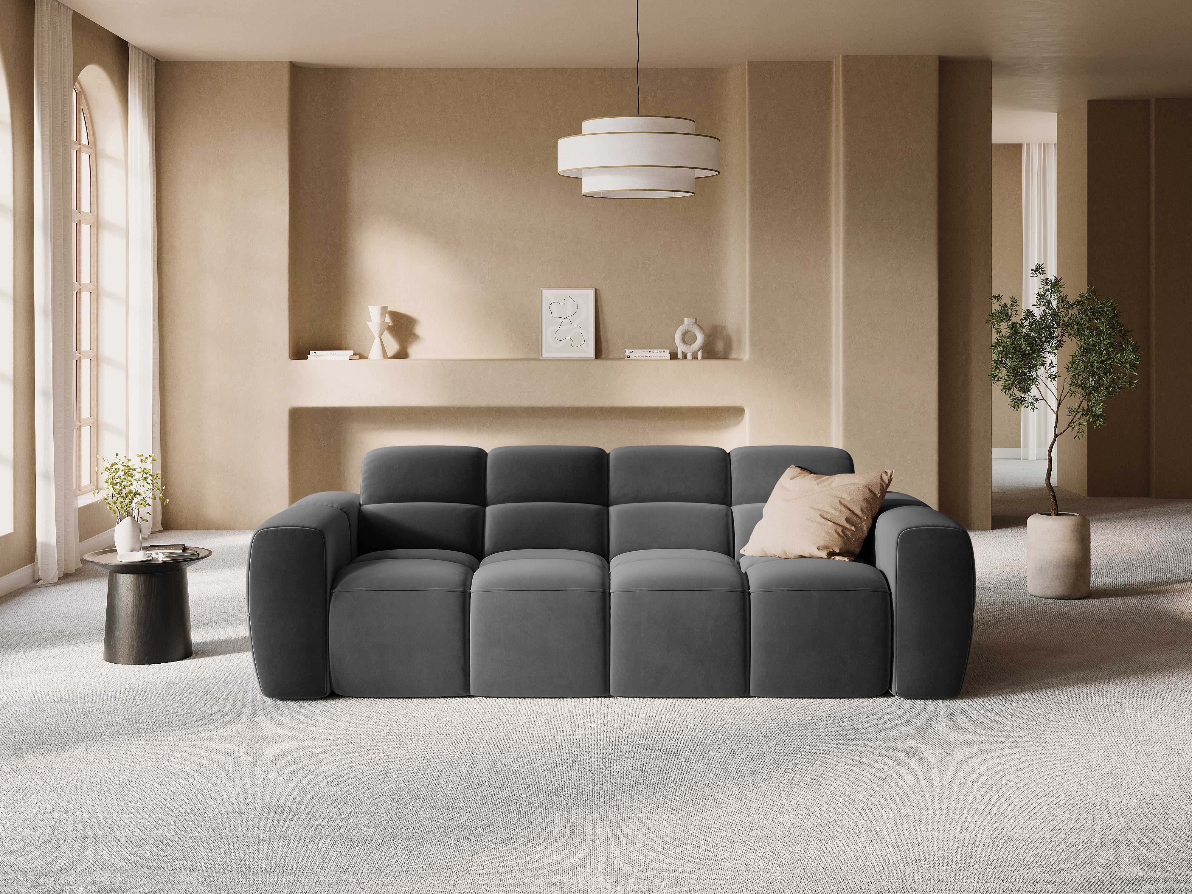 3-seater sofa LISA gray chenille