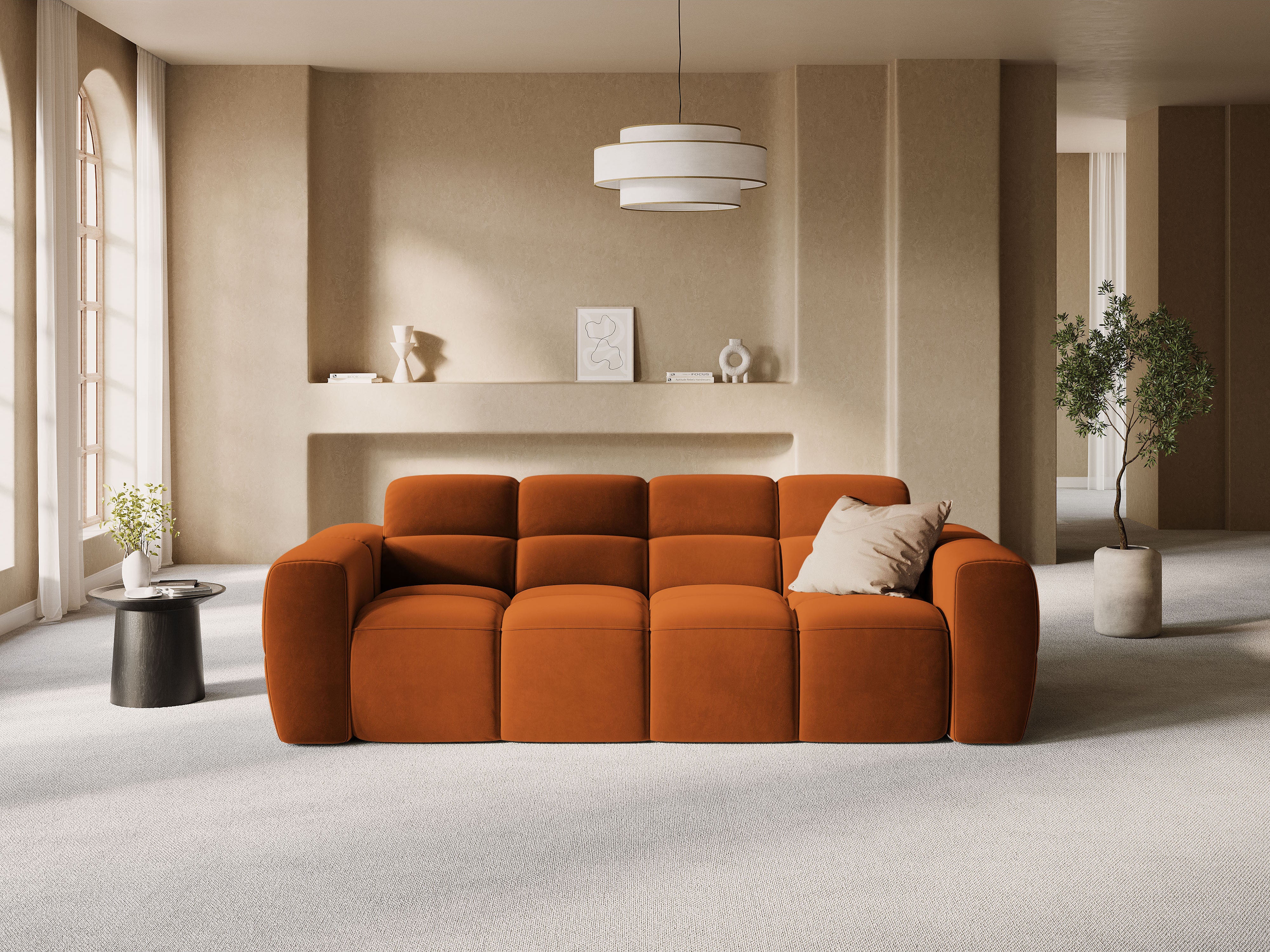 Velvet sofa for 3 people LISA terracotta