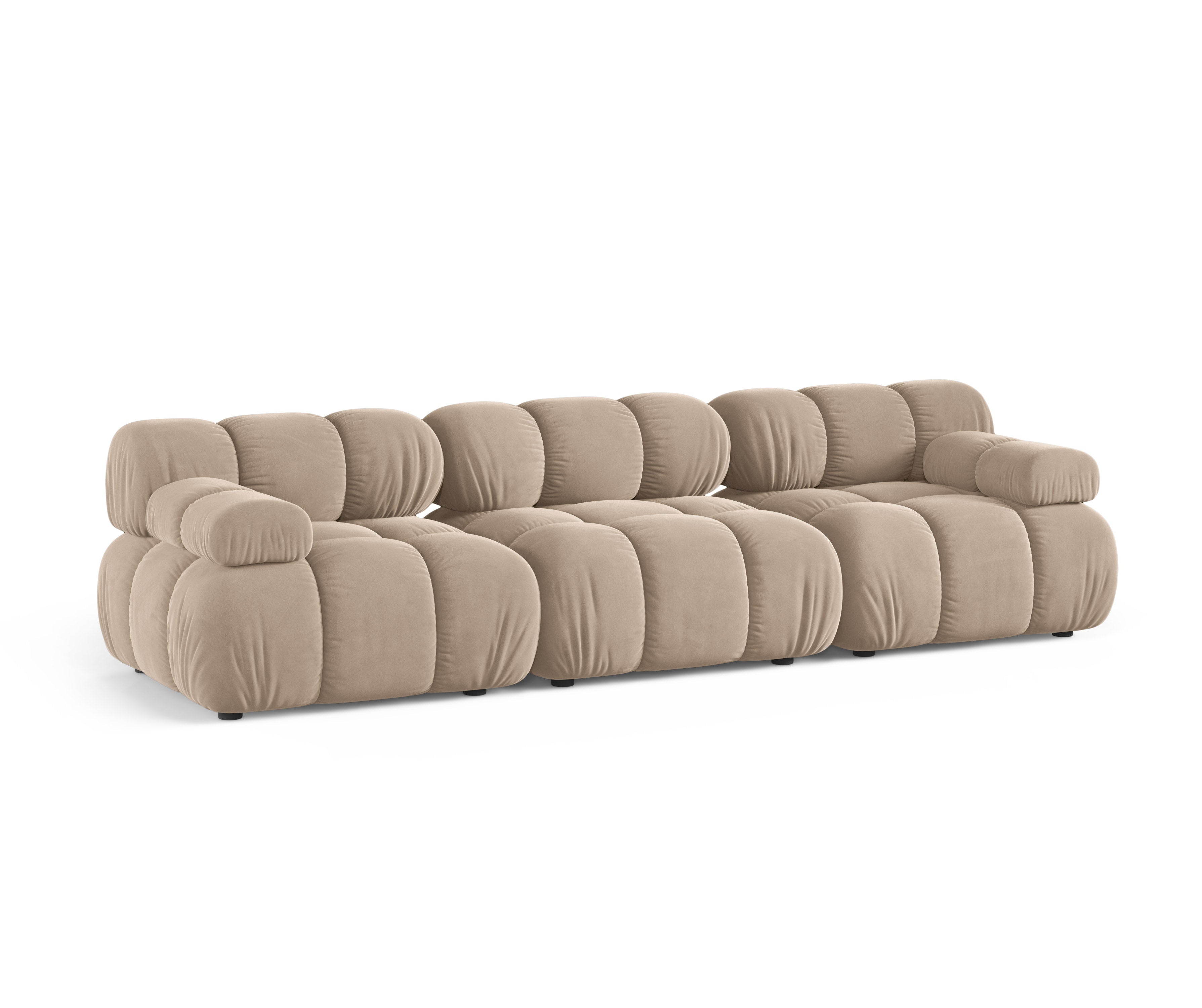 Modulares 3-Sitzer-Sofa BELLIS in beigem Velours