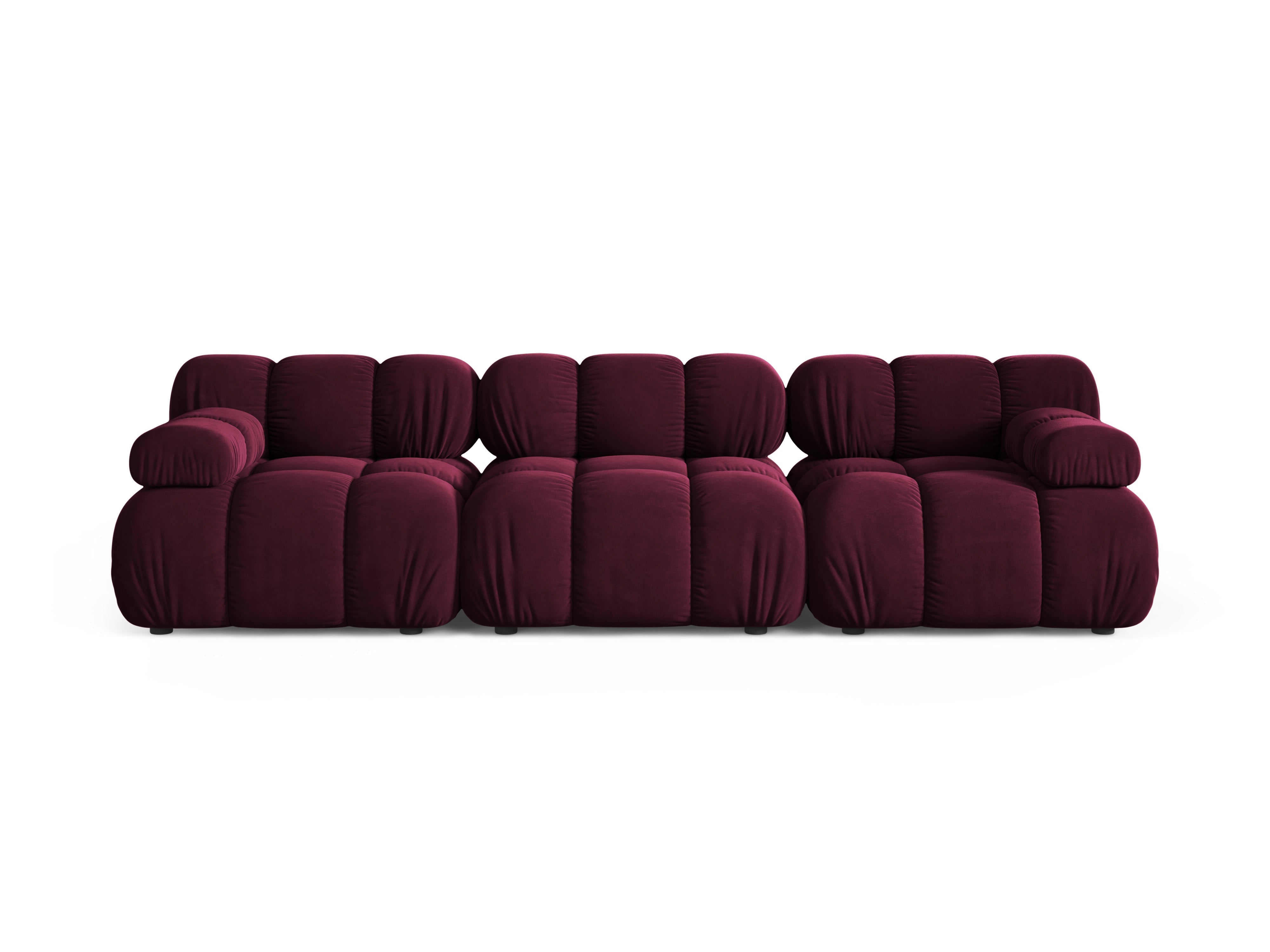 Modulares 3-Sitzer-Sofa BELLIS in burgunderfarbenem Velours