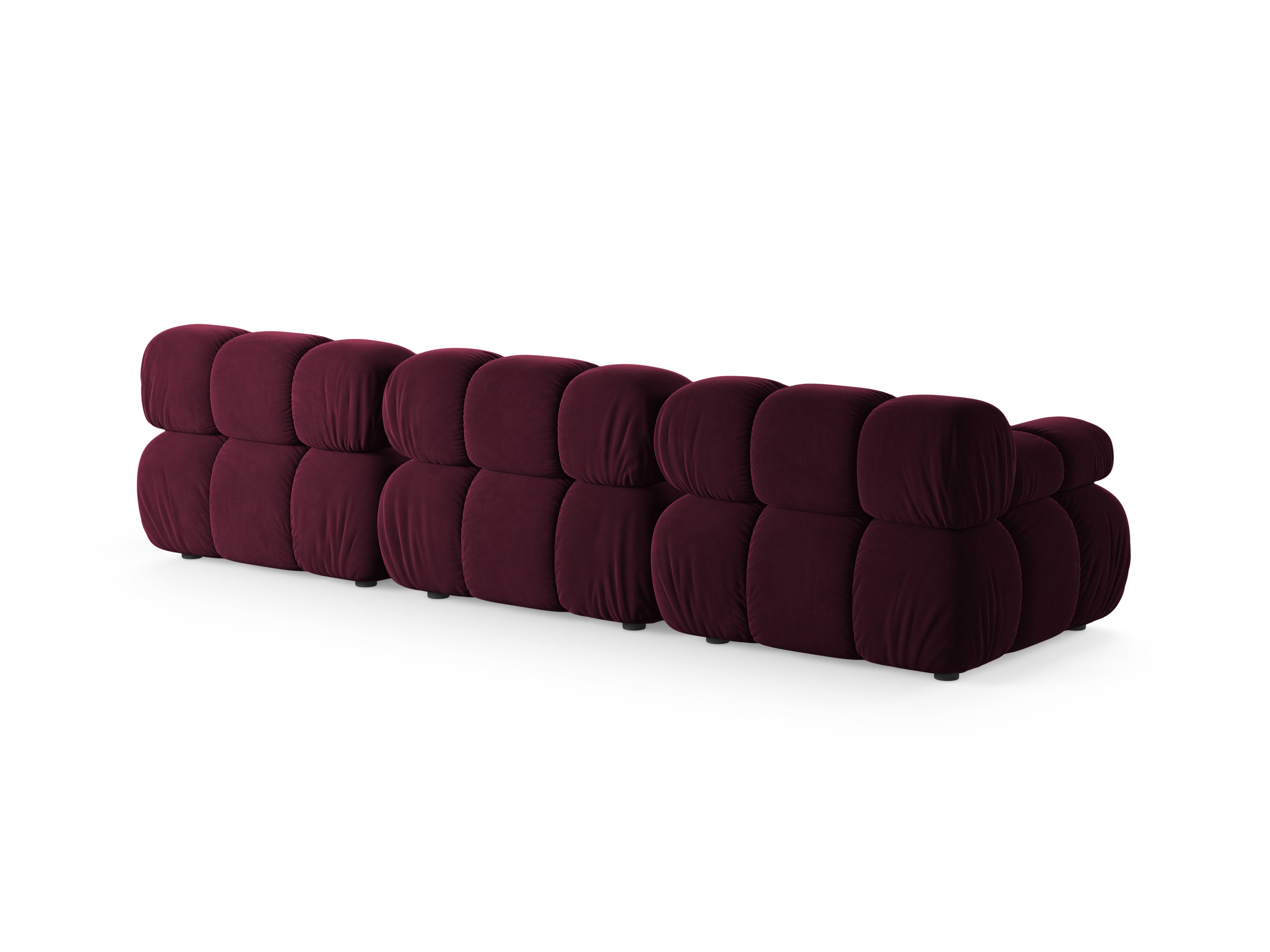 Modulares 3-Sitzer-Sofa BELLIS in burgunderfarbenem Velours