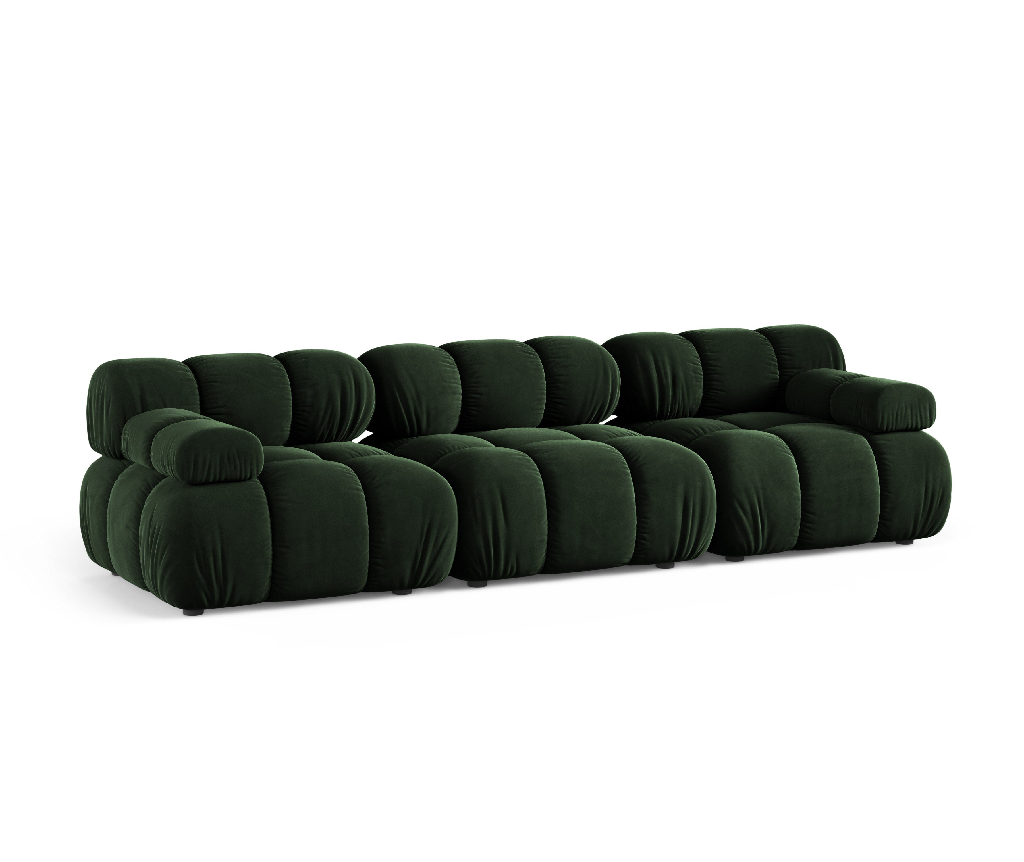 Modulares 3-Sitzer-Sofa BELLIS in Flaschengrün Velours