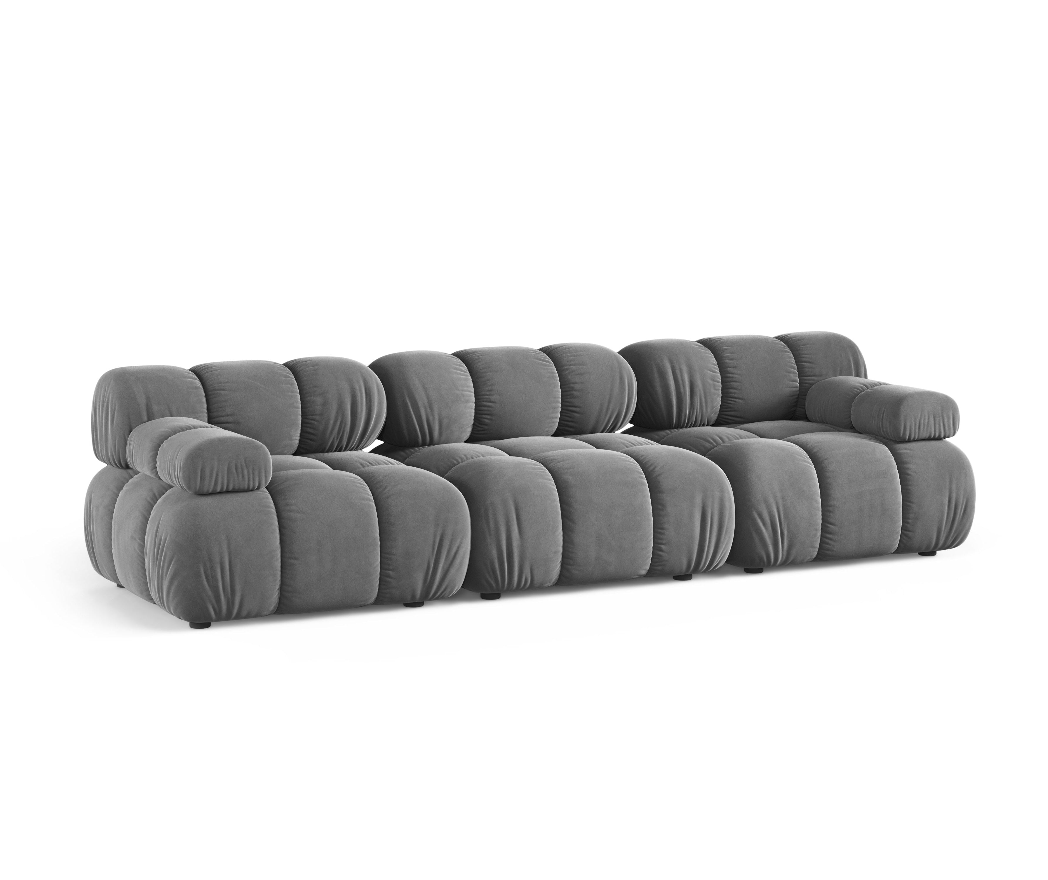 Modulares 3-Sitzer-Sofa BELLIS in hellgrauem Samt