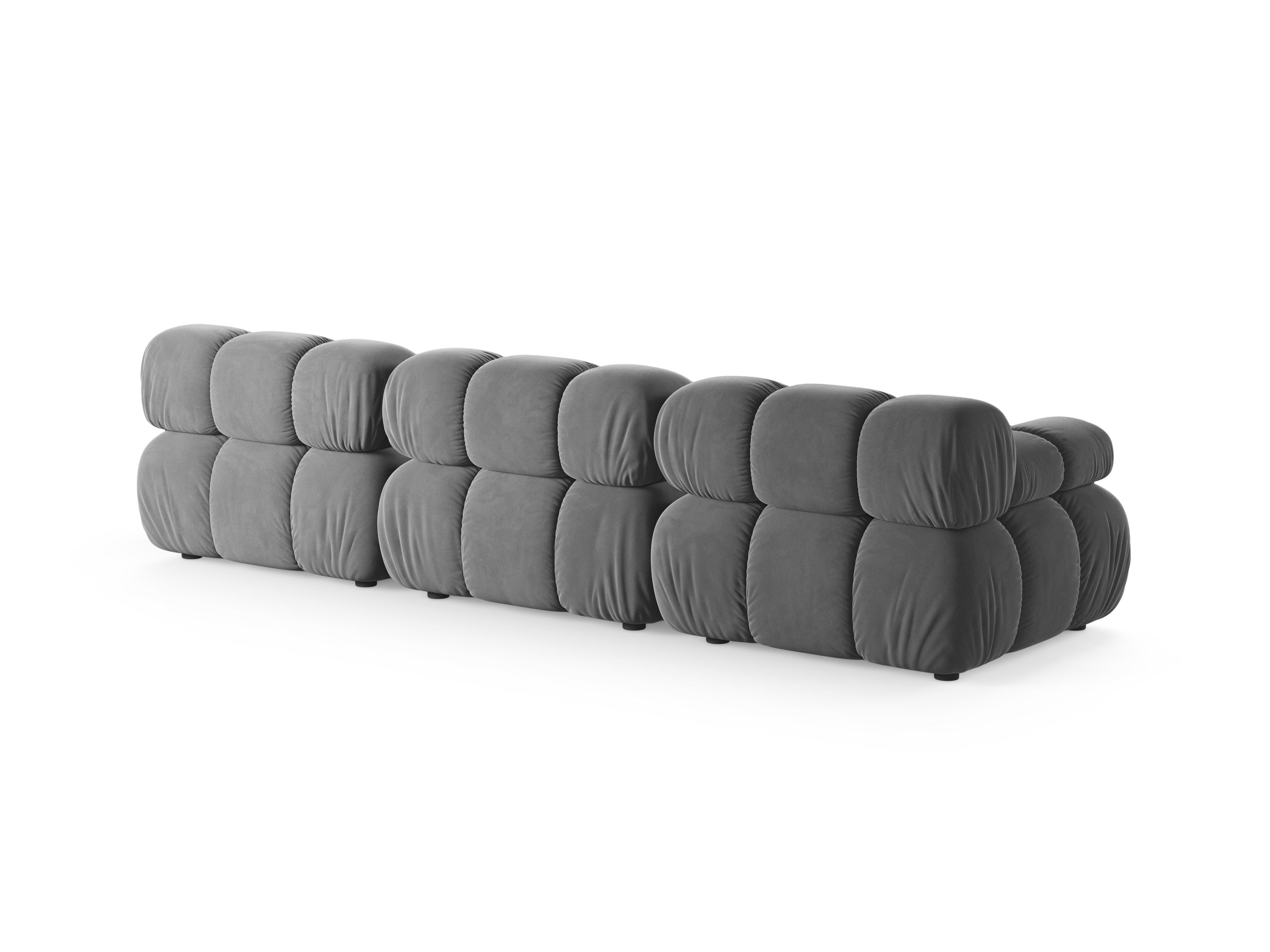 Modulares 3-Sitzer-Sofa BELLIS in hellgrauem Samt