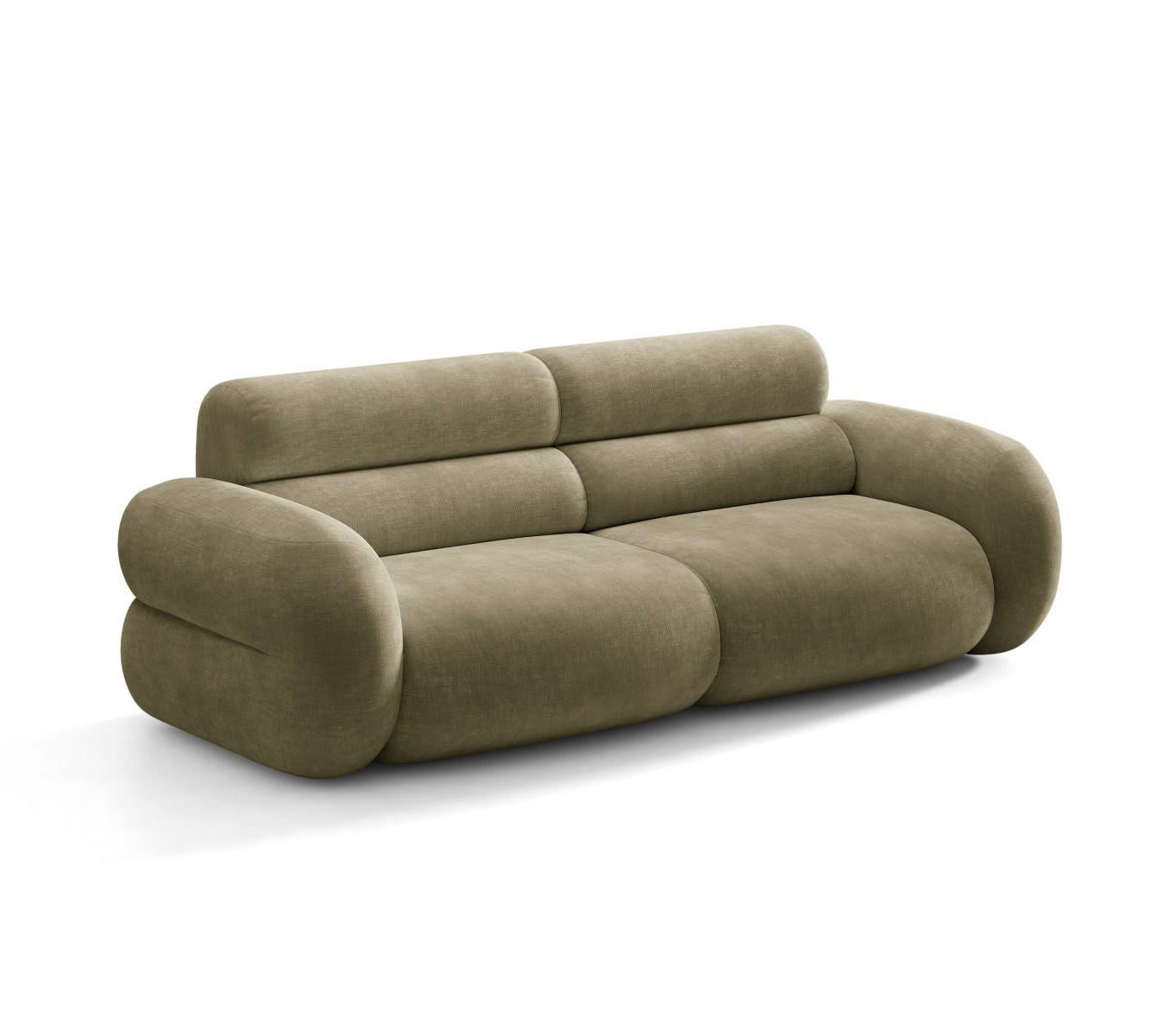 Sofa für 3 Personen NEO in olivgrünem Chenille