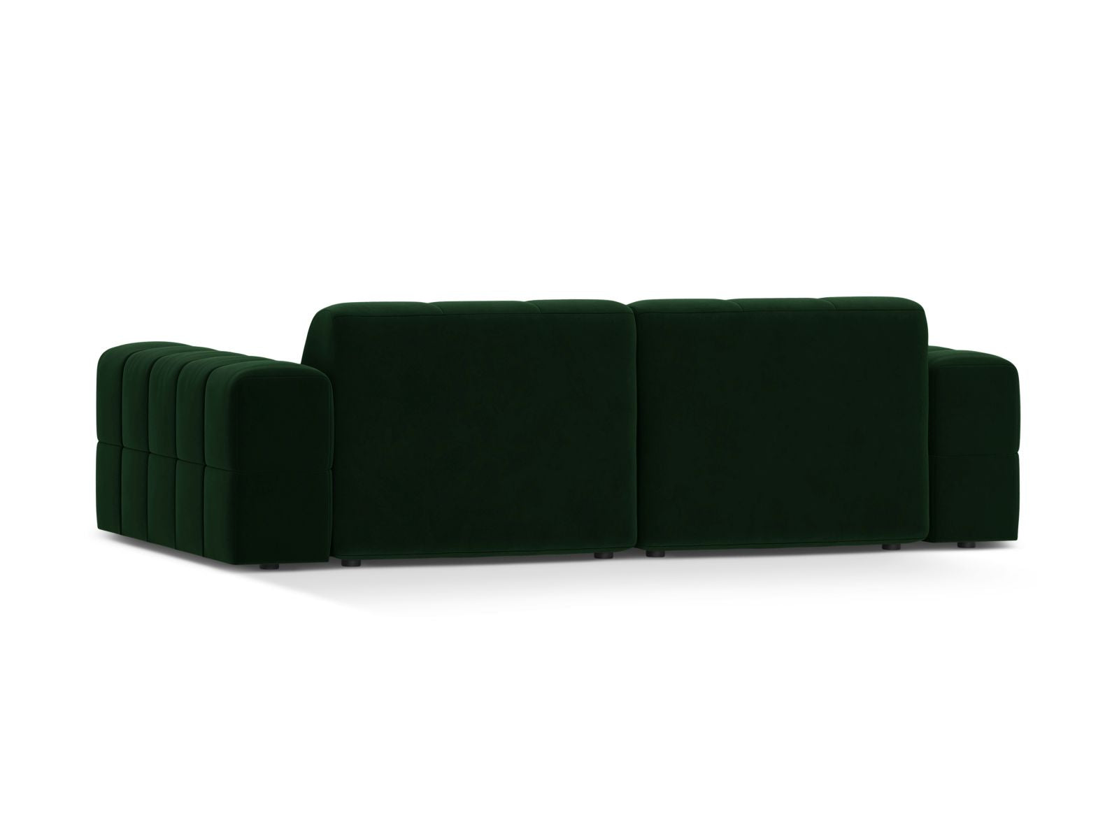 Sofa aksamitna 3-osobowa JENNIFER butelkowa zieleń Bluvel – ujęcie tylne