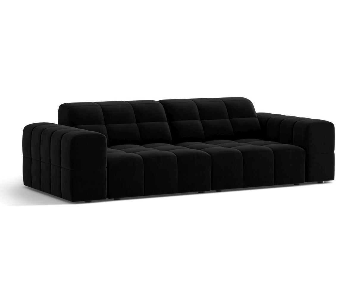 Sofa aksamitna 3-osobowa JENNIFER czarny Bluvel – ujęcie boczne