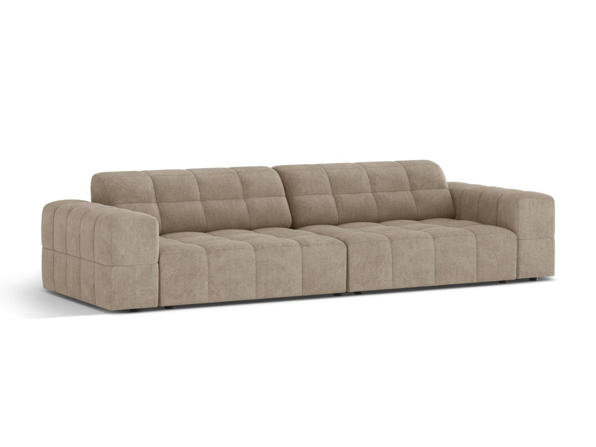 Sofa 4-osobowa JENNIFER ciemnobeżowy szenil – ujęcie boczne