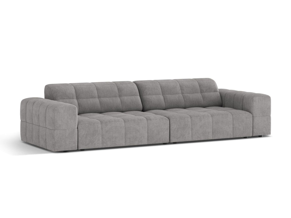 Sofa 4-osobowa JENNIFER jasnoszary szenil – ujęcie boczne