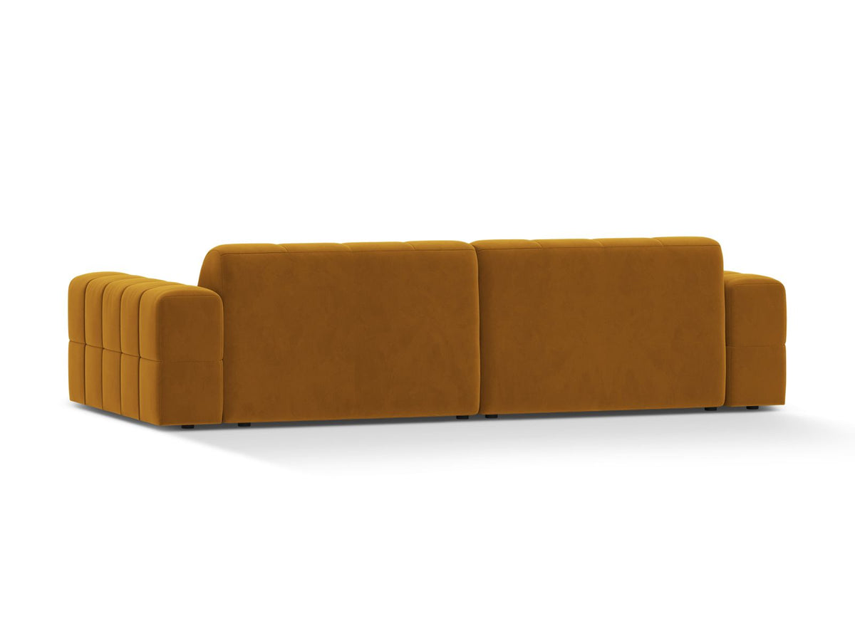 Sofa aksamitna 4-osobowa JENNIFER żółty Bluvel – ujęcie tylne
