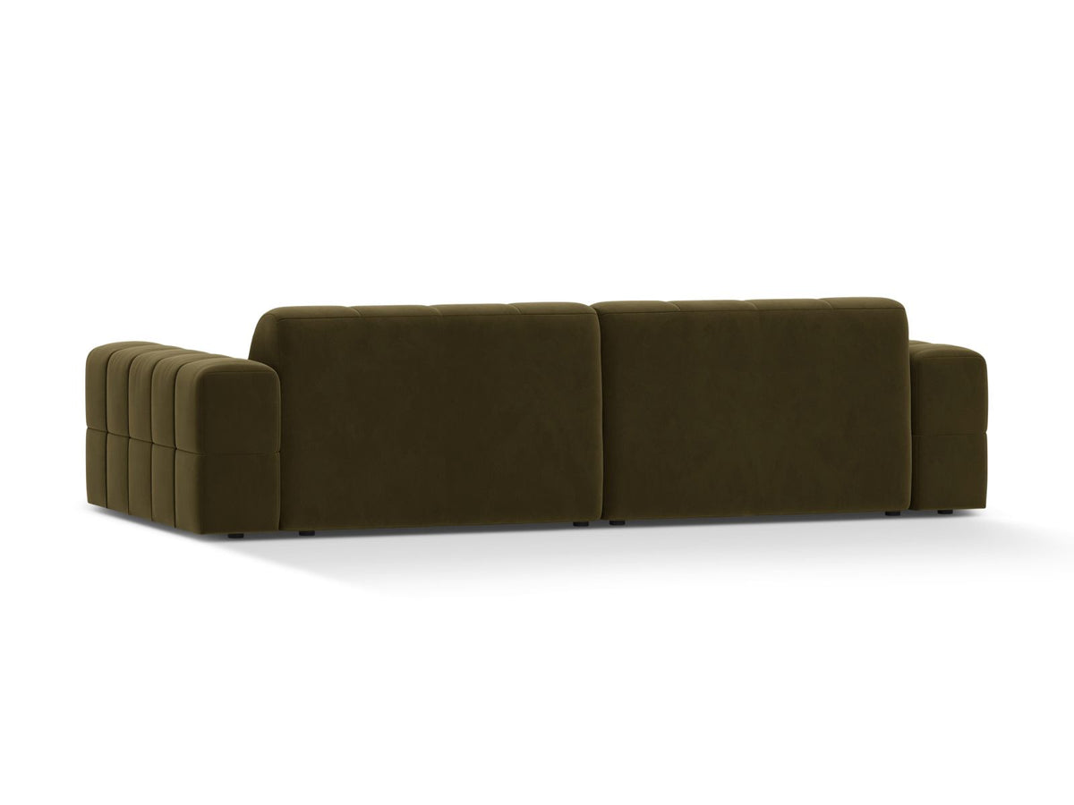 Sofa aksamitna 4-osobowa JENNIFER zielony Bluvel – ujęcie tylne