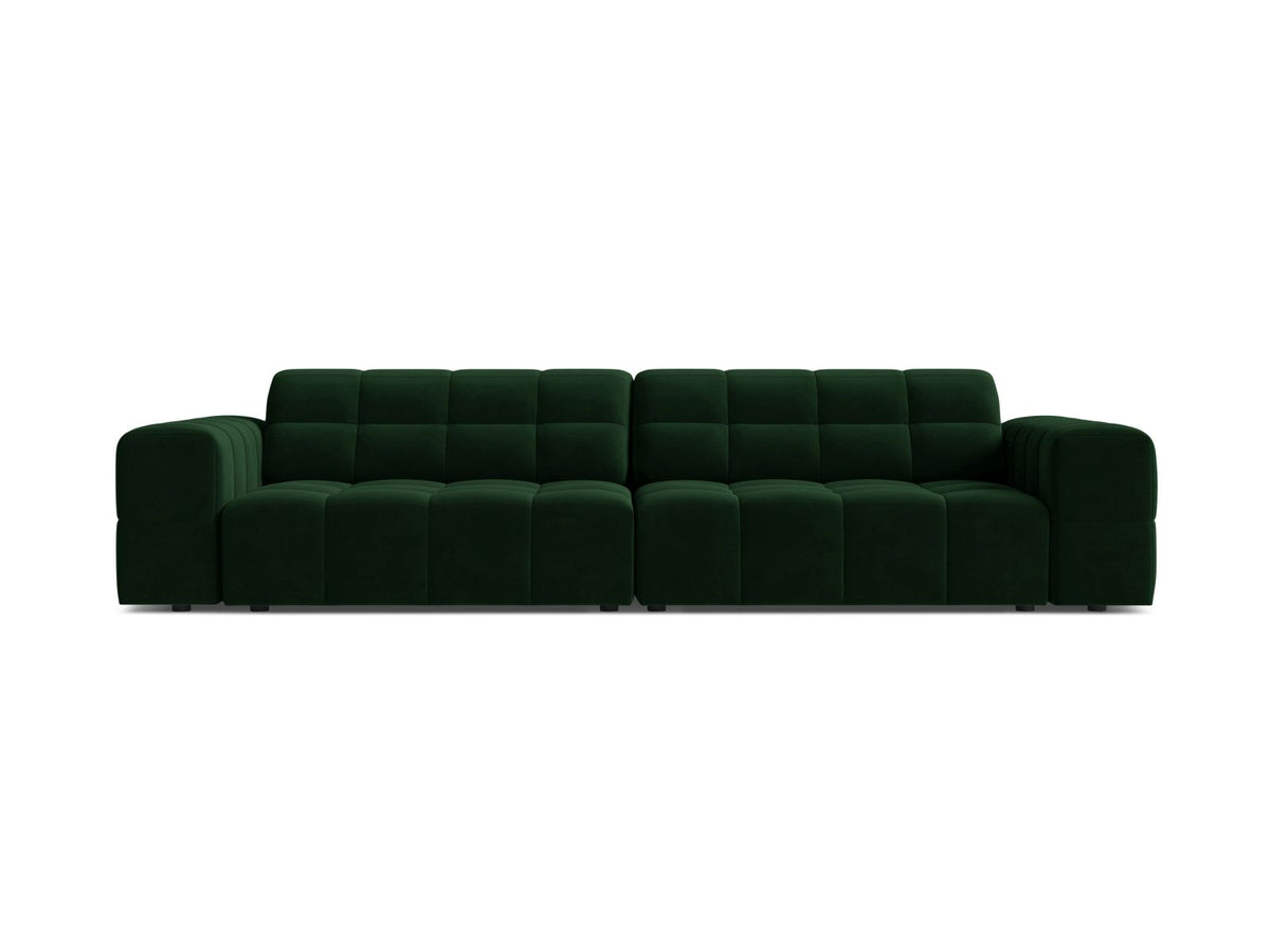 Sofa aksamitna 4-osobowa JENNIFER butelkowa zieleń Bluvel – Micadoni