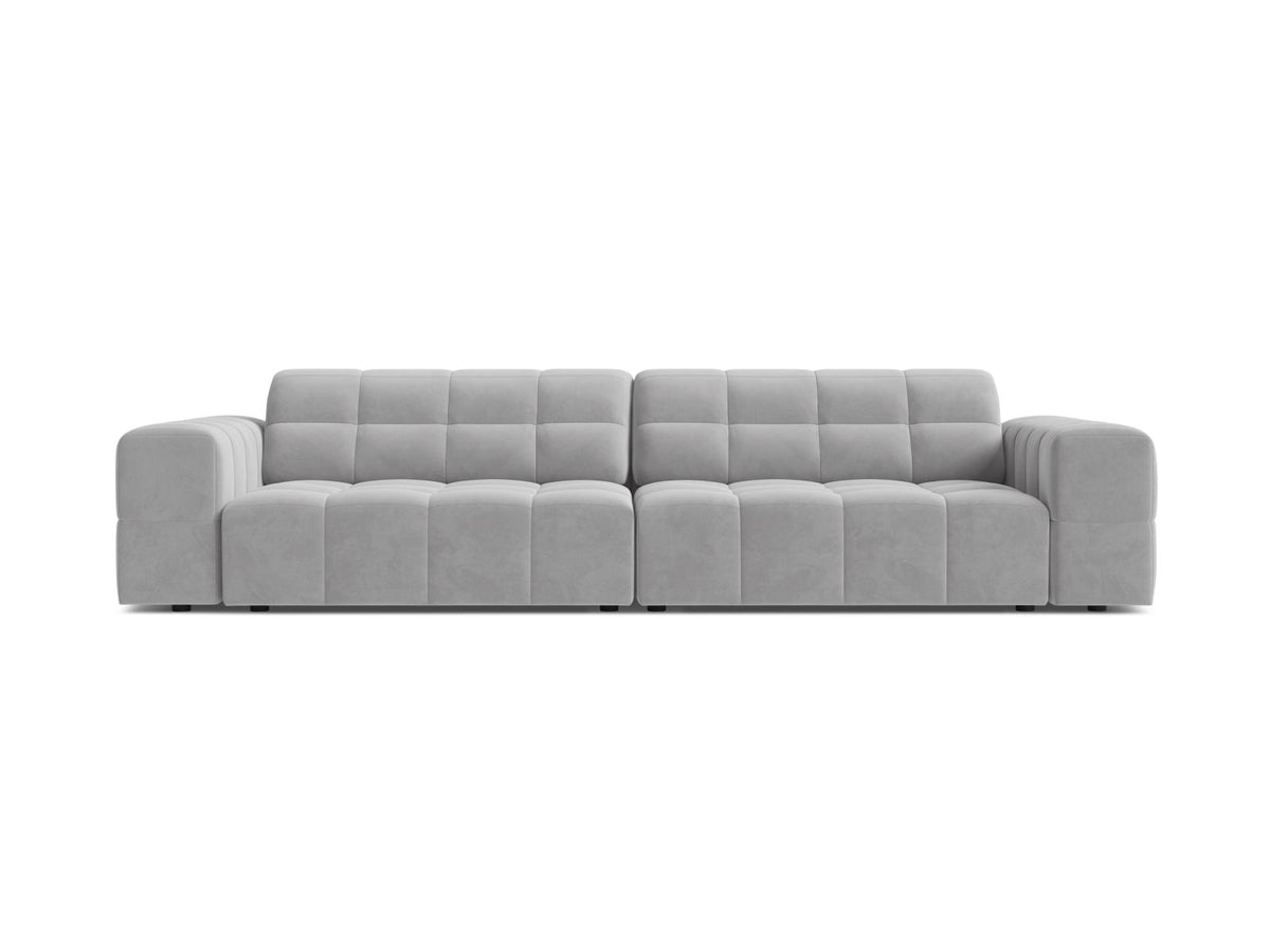 Sofa aksamitna 4-osobowa JENNIFER srebrny Bluvel – Micadoni
