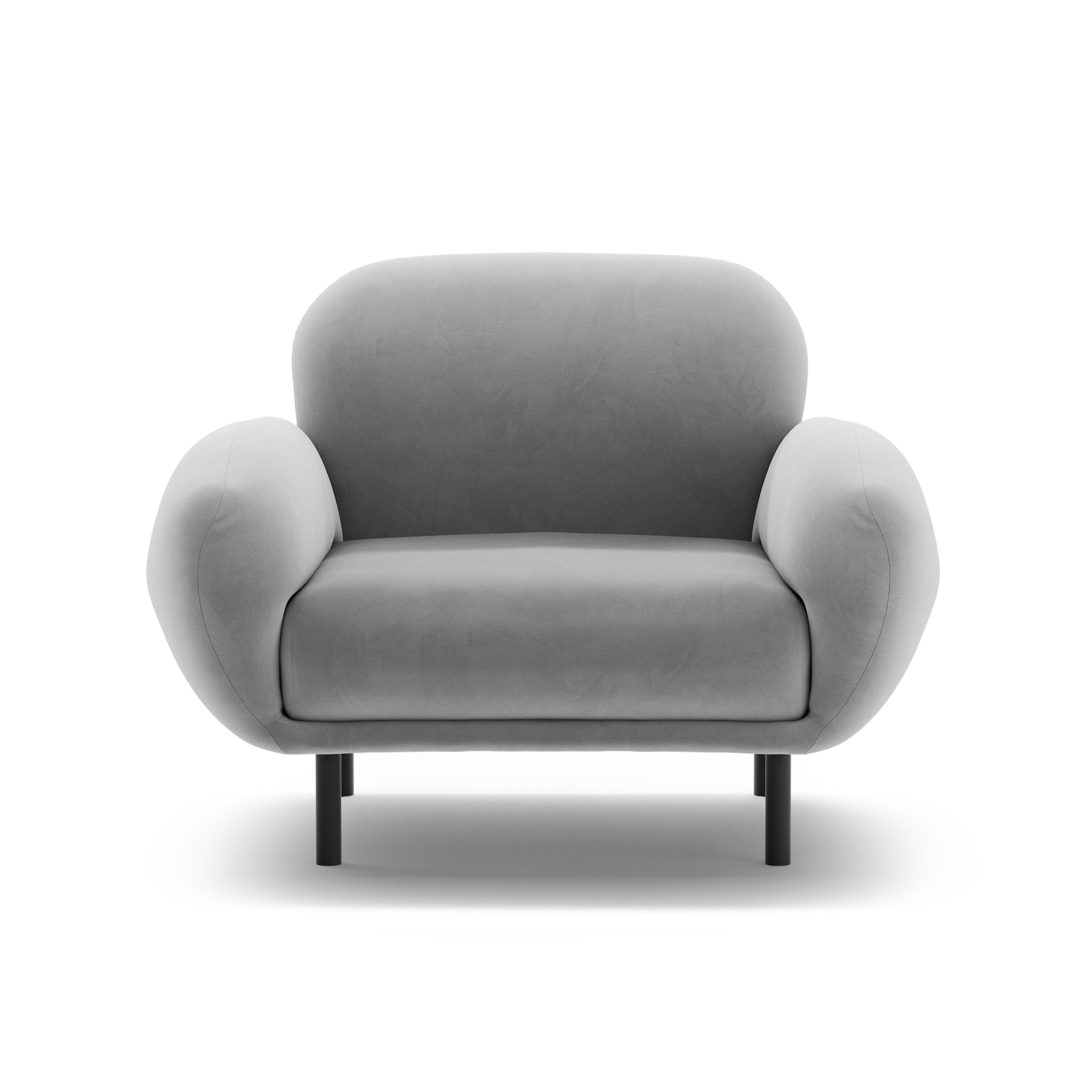Light Gray Velvet Armchair POPPY