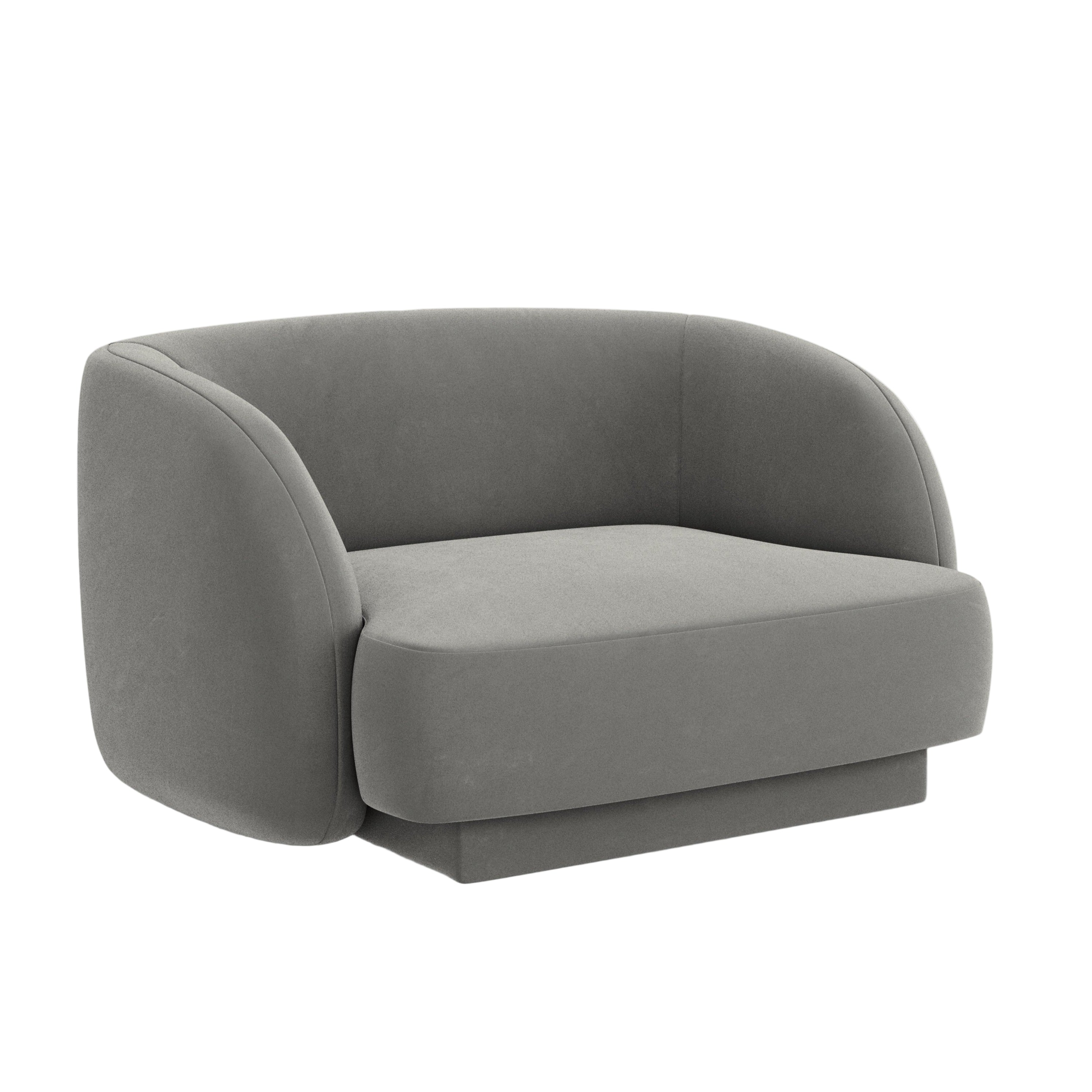 Fotel aksamitny MILEY jasnoszary Micadoni    Eye on Design