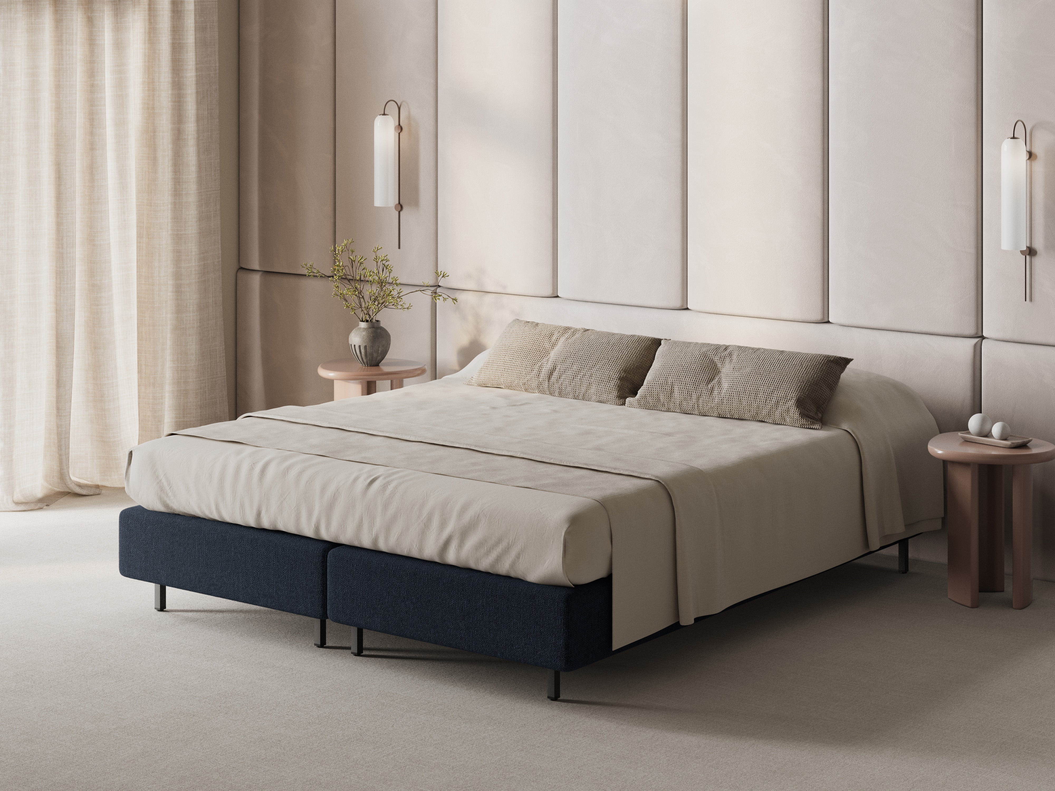 Bett WHALE marineblau Chenille