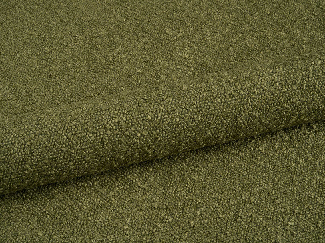 Bett AVELINE dunkles olivgrünes Boucle