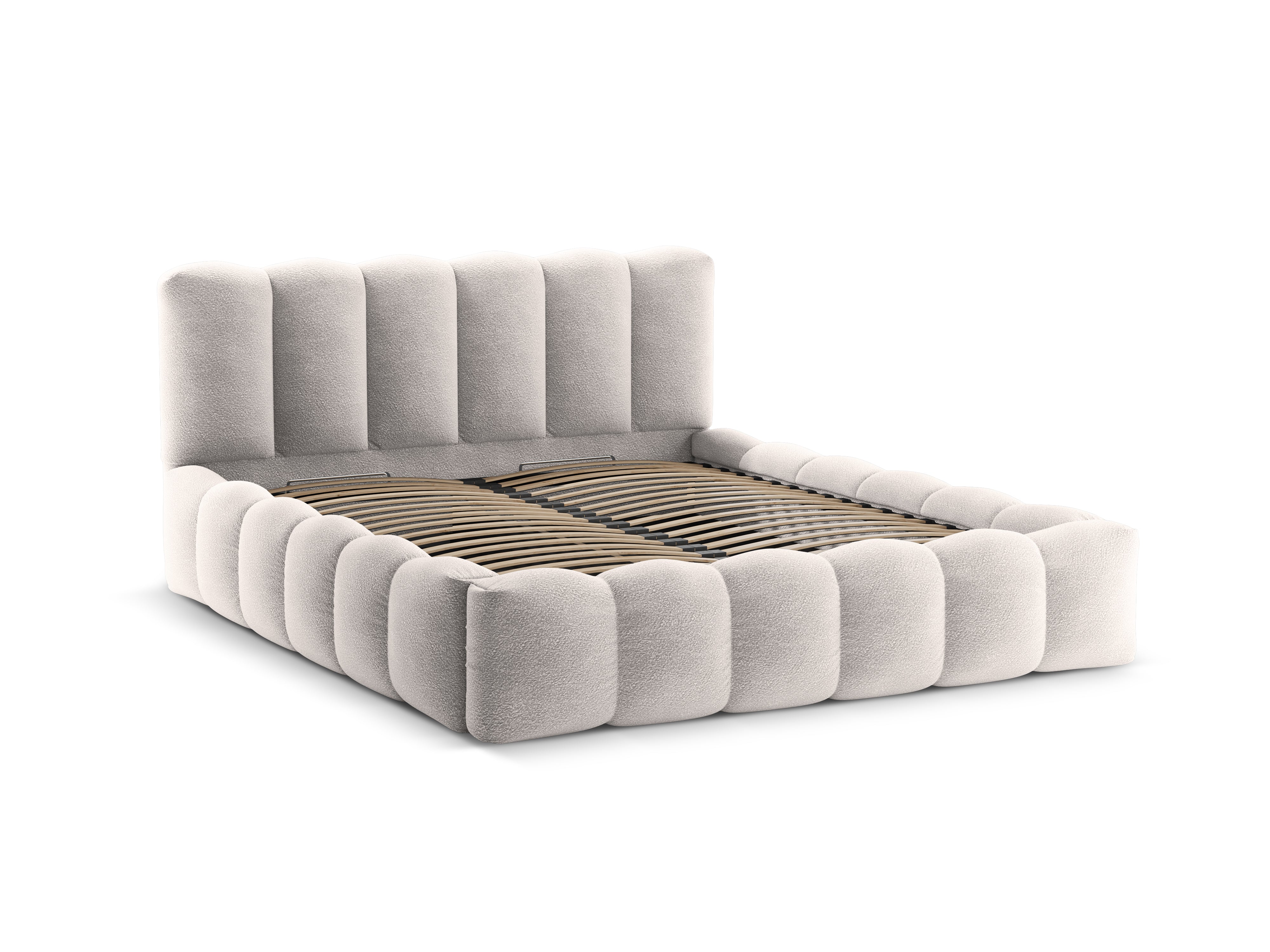 Bett mit Bettkasten LUPINE hellgrau Boucle