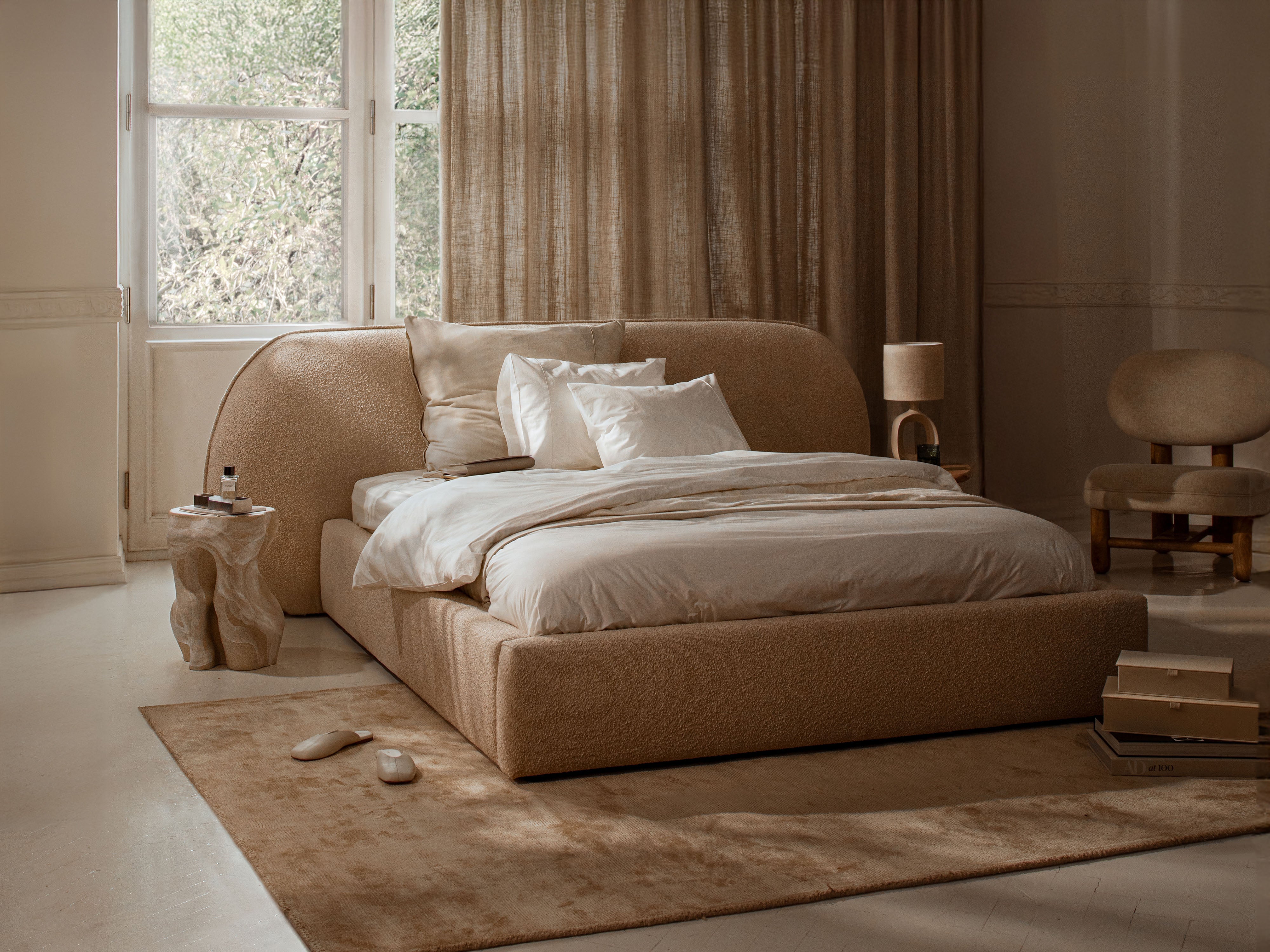 Bett OVALO terrakotta Boucle