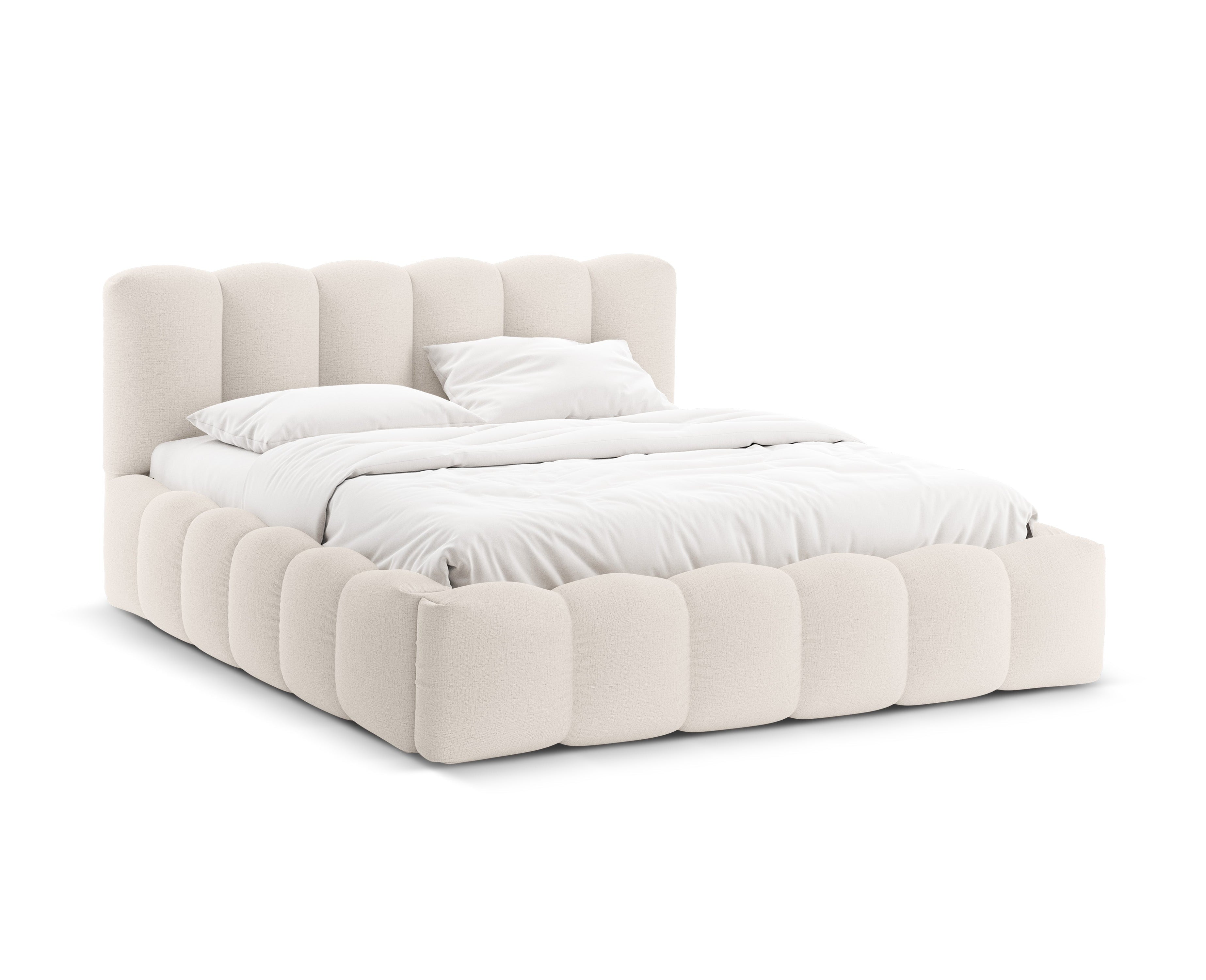 Bett mit Bettkasten LUPINE hellbeige