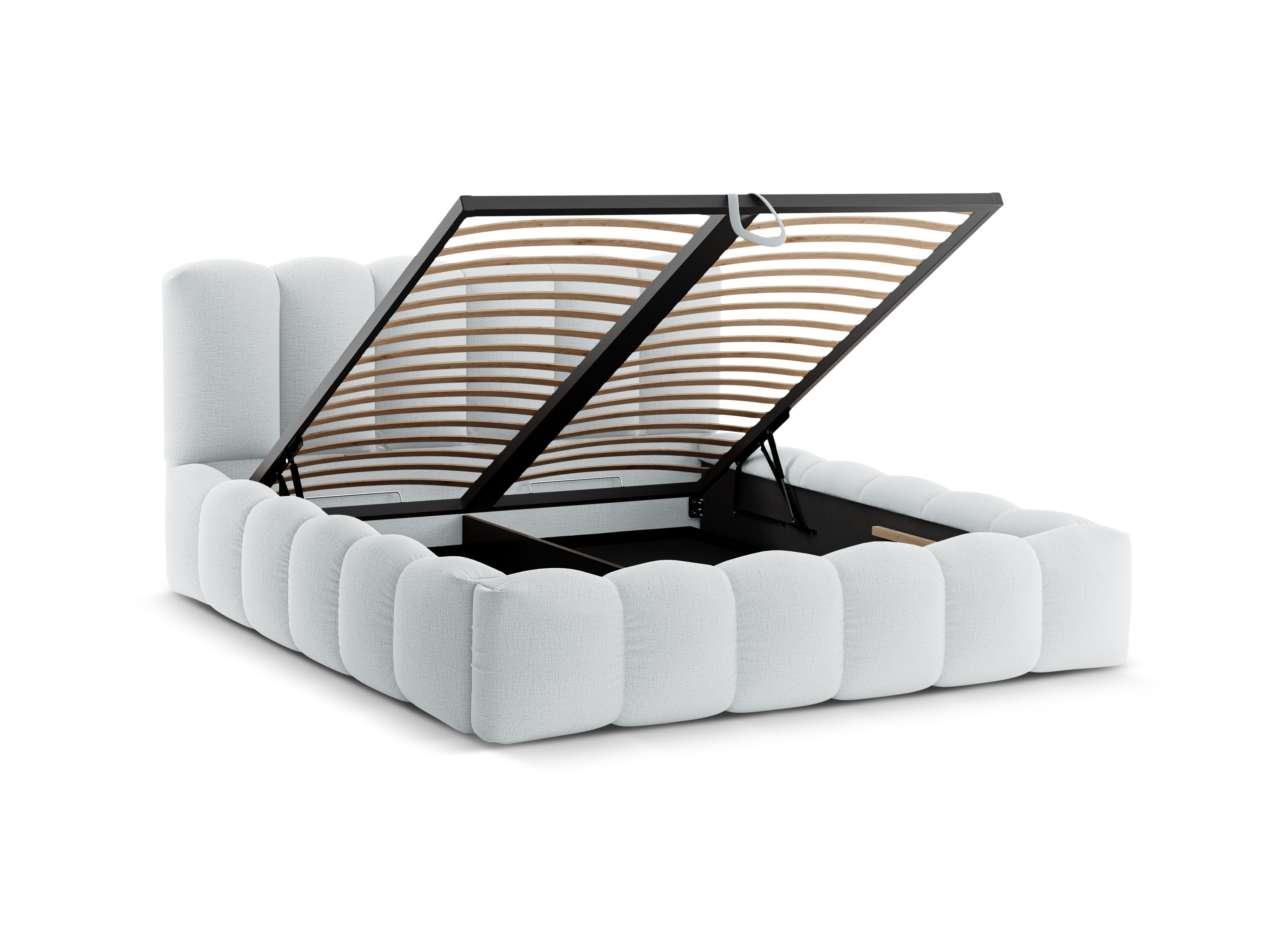 Bett mit Bettkasten LUPINE hellgrau