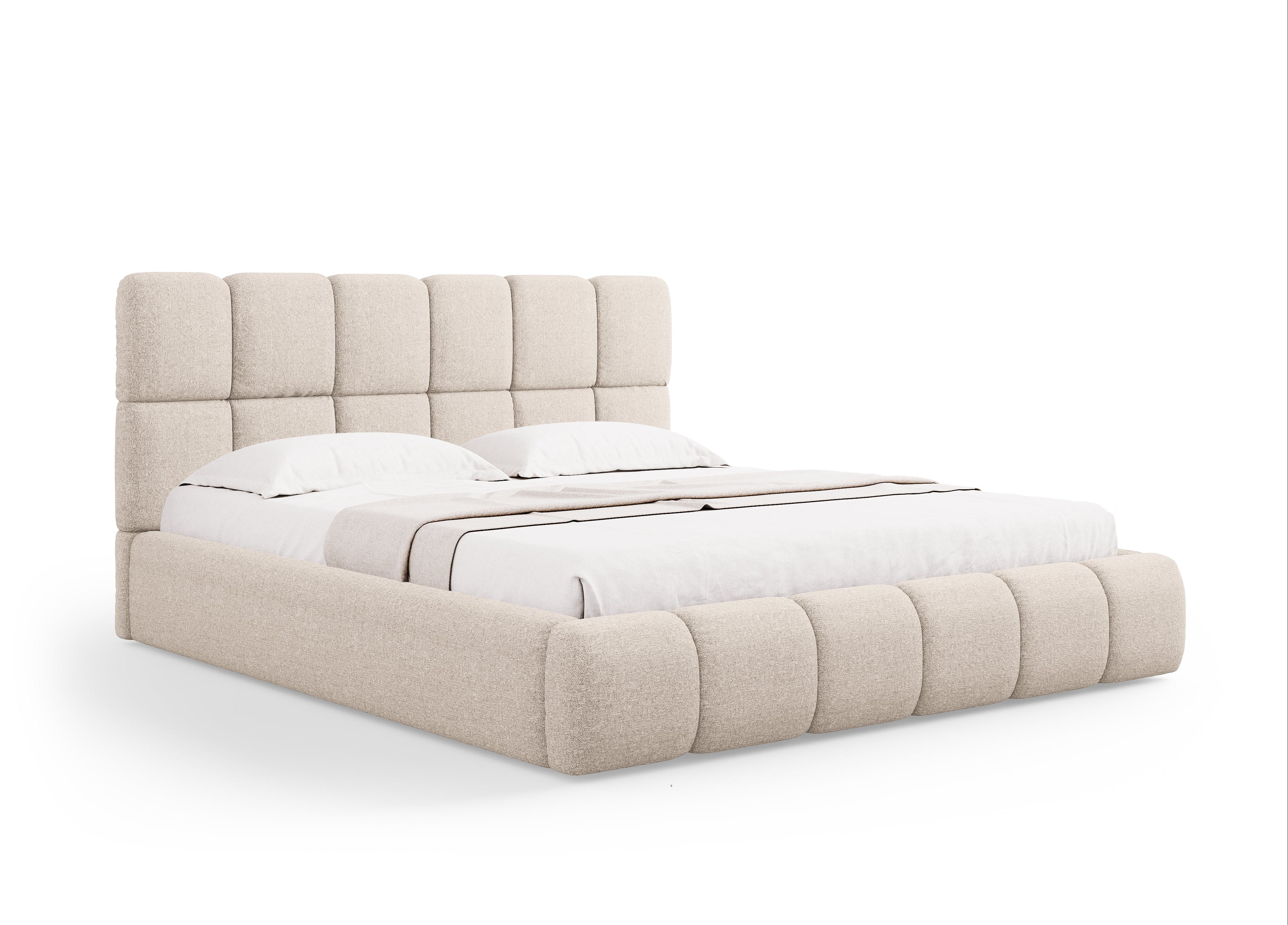 BELLIS Bett mit Bettkasten in beige, seidig schimmerndem Chenille