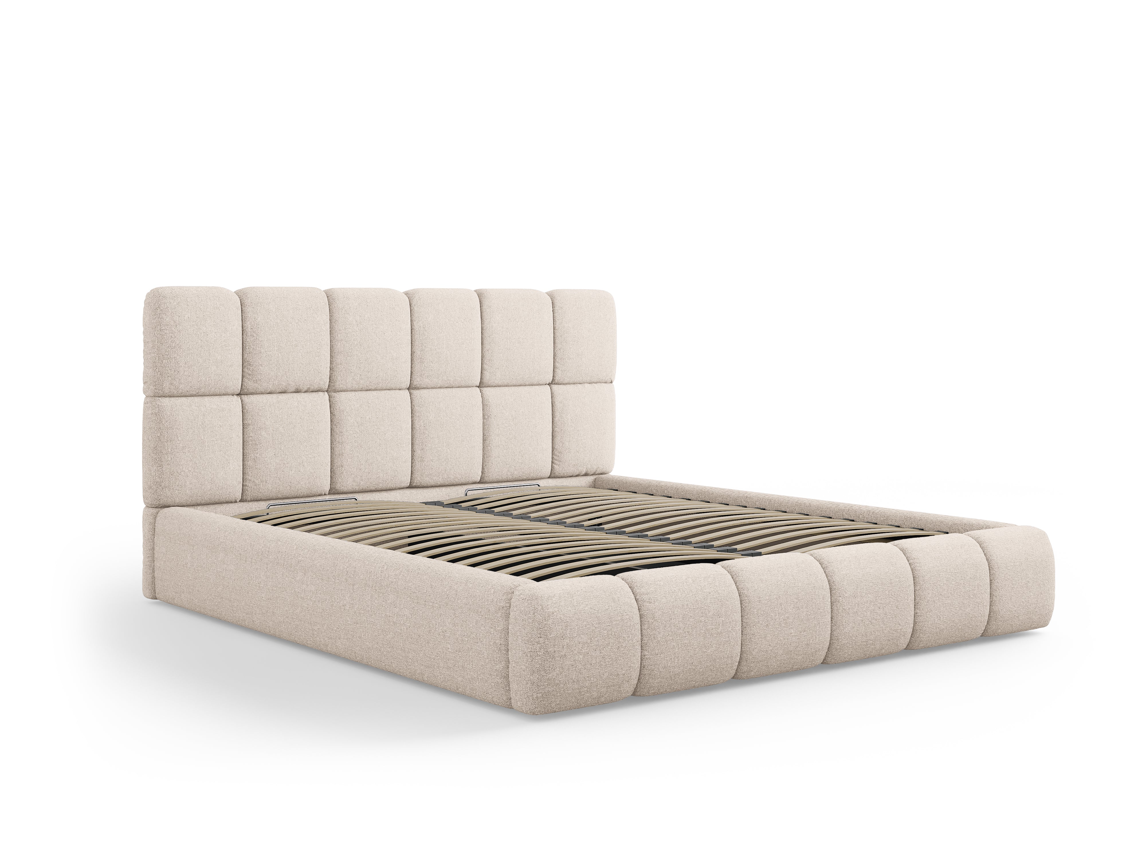 BELLIS Bett mit Bettkasten in beige, seidig schimmerndem Chenille