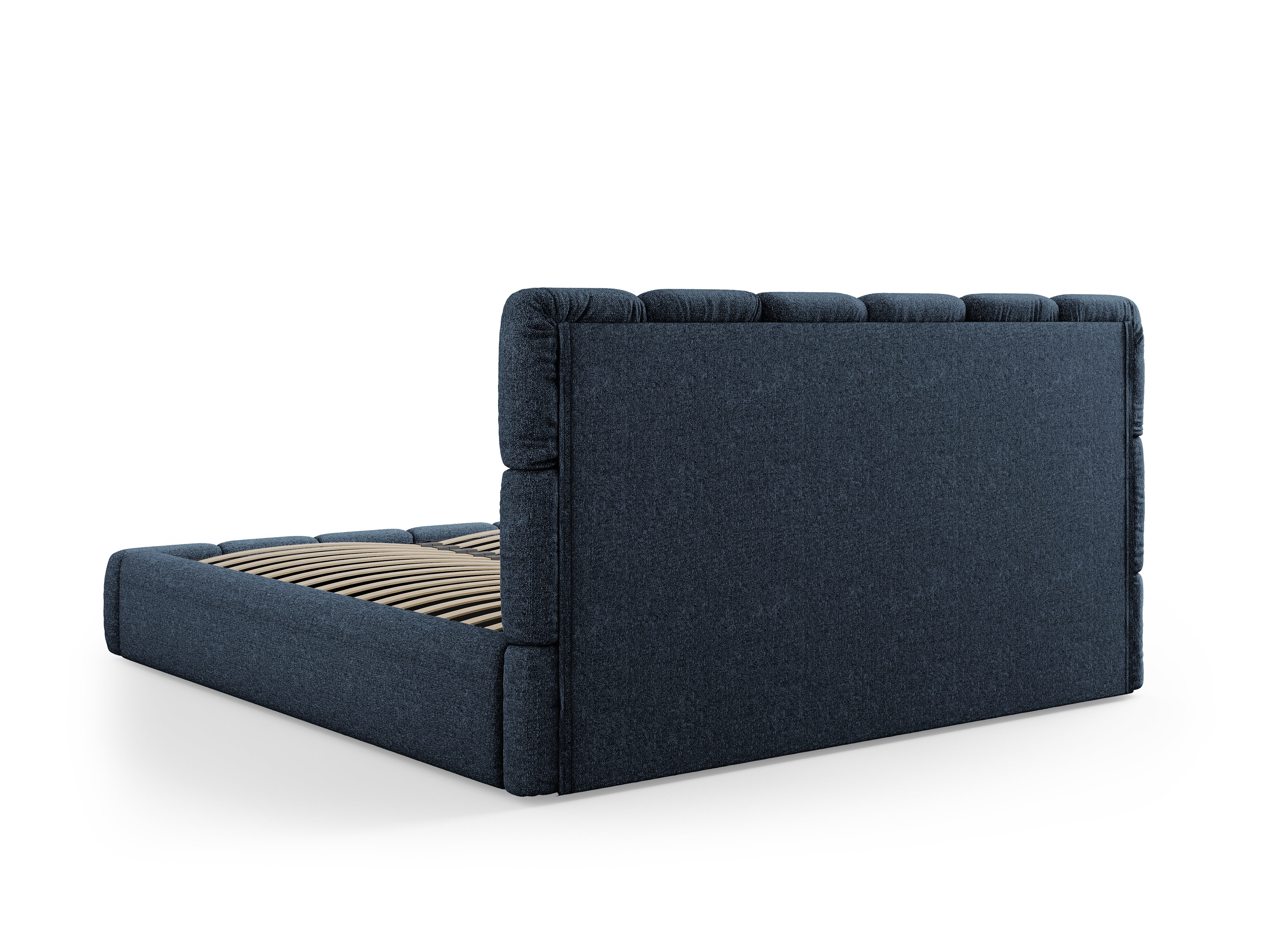 BELLIS Bett mit Bettkasten in samtigem, blauen Chenille