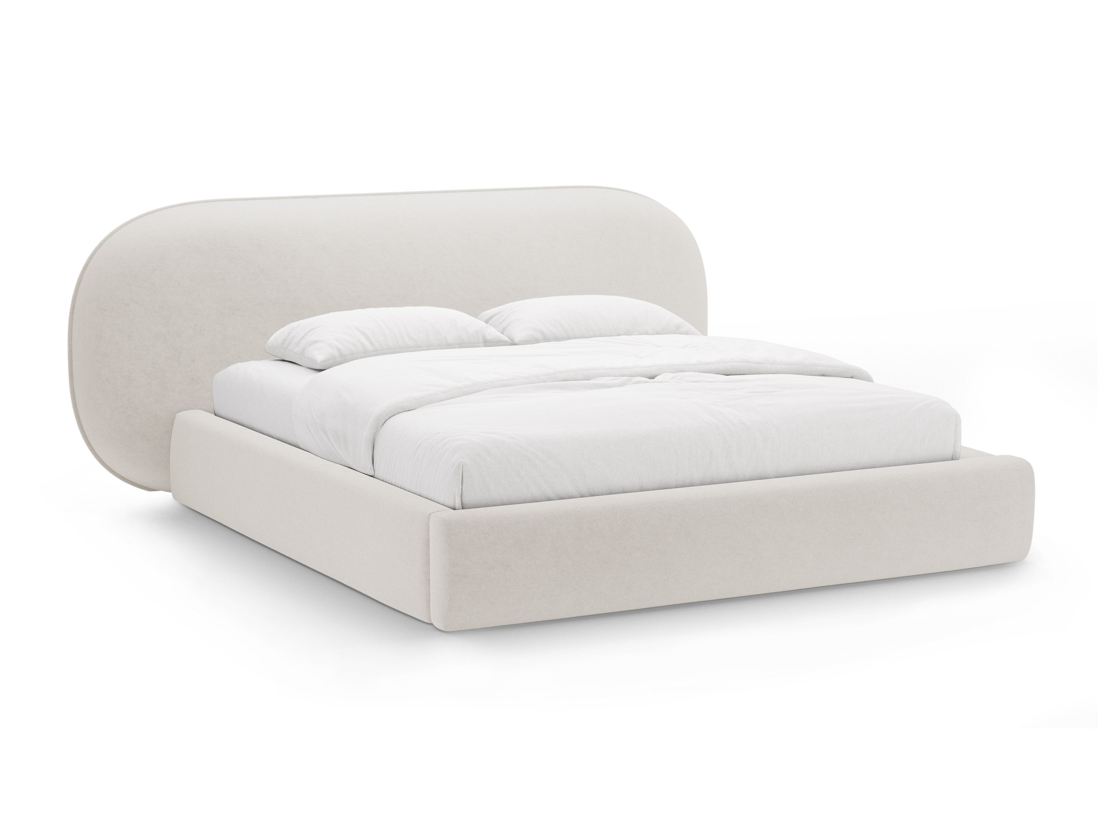Bett OVALO hellbeige Chenille
