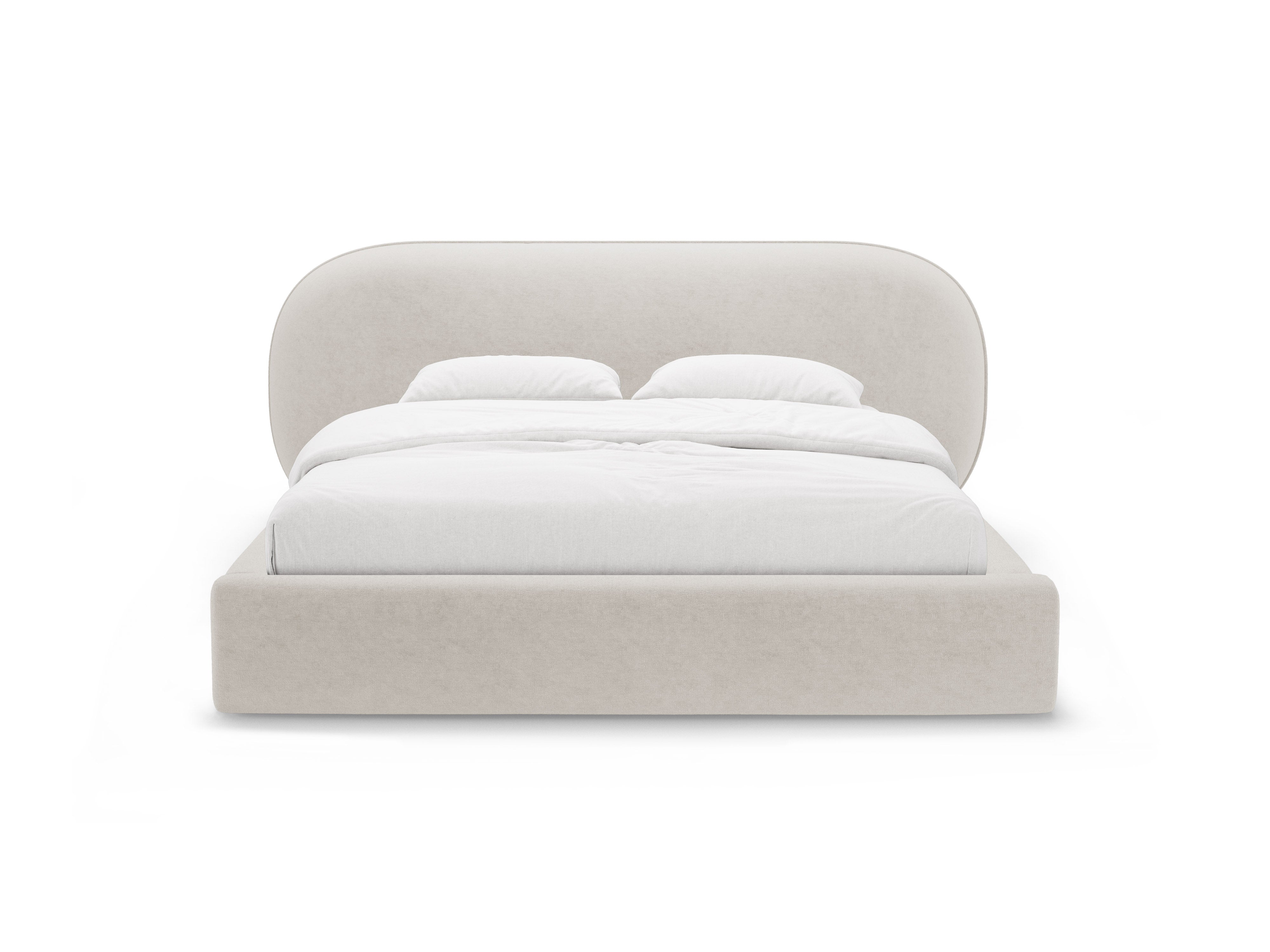 Bett OVALO hellbeige Chenille
