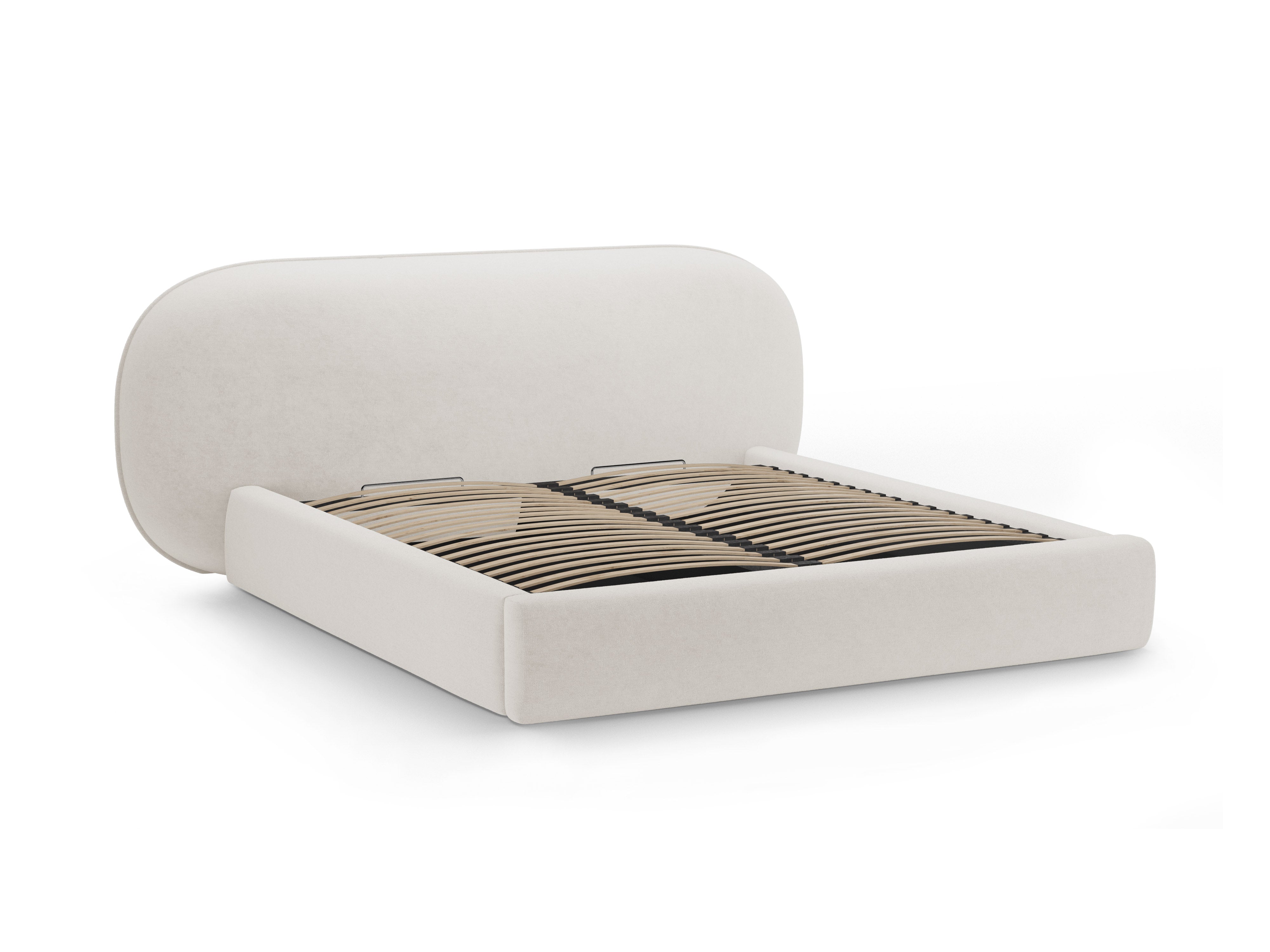 Bett OVALO hellbeige Chenille