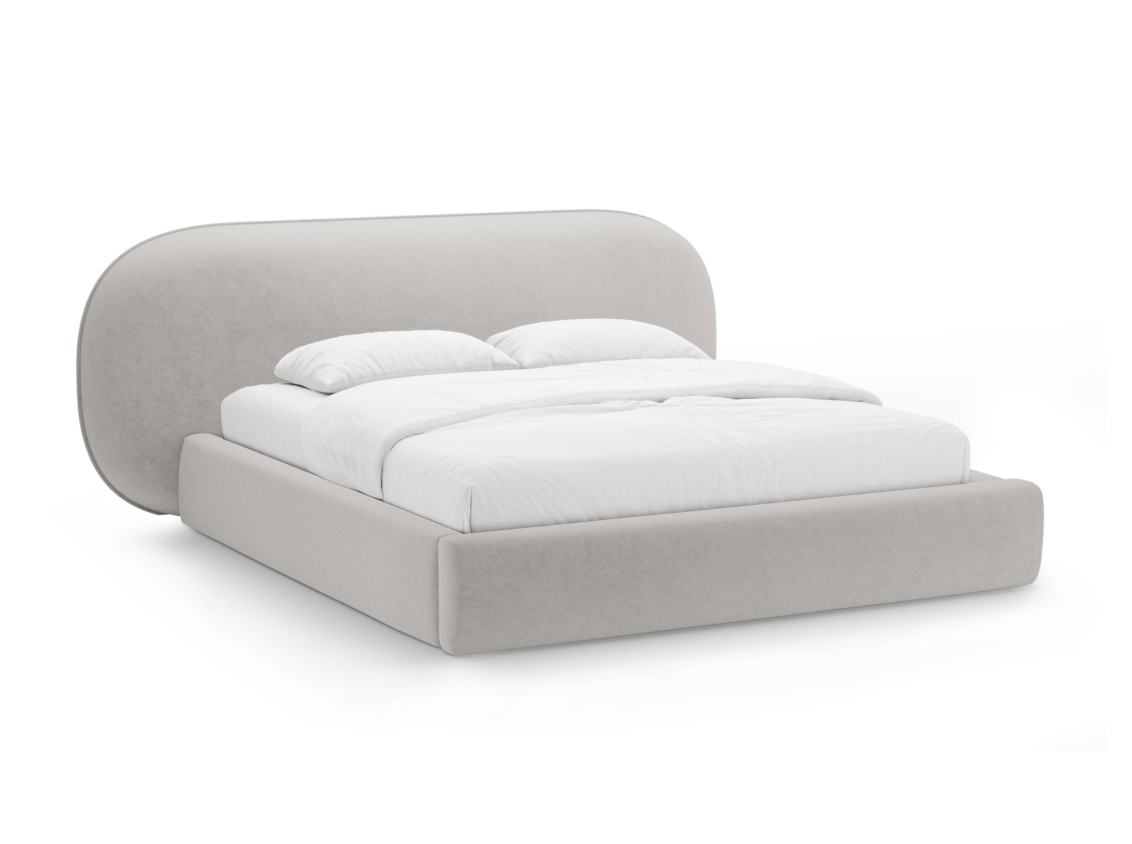 Bett OVALO hellgrau Chenille