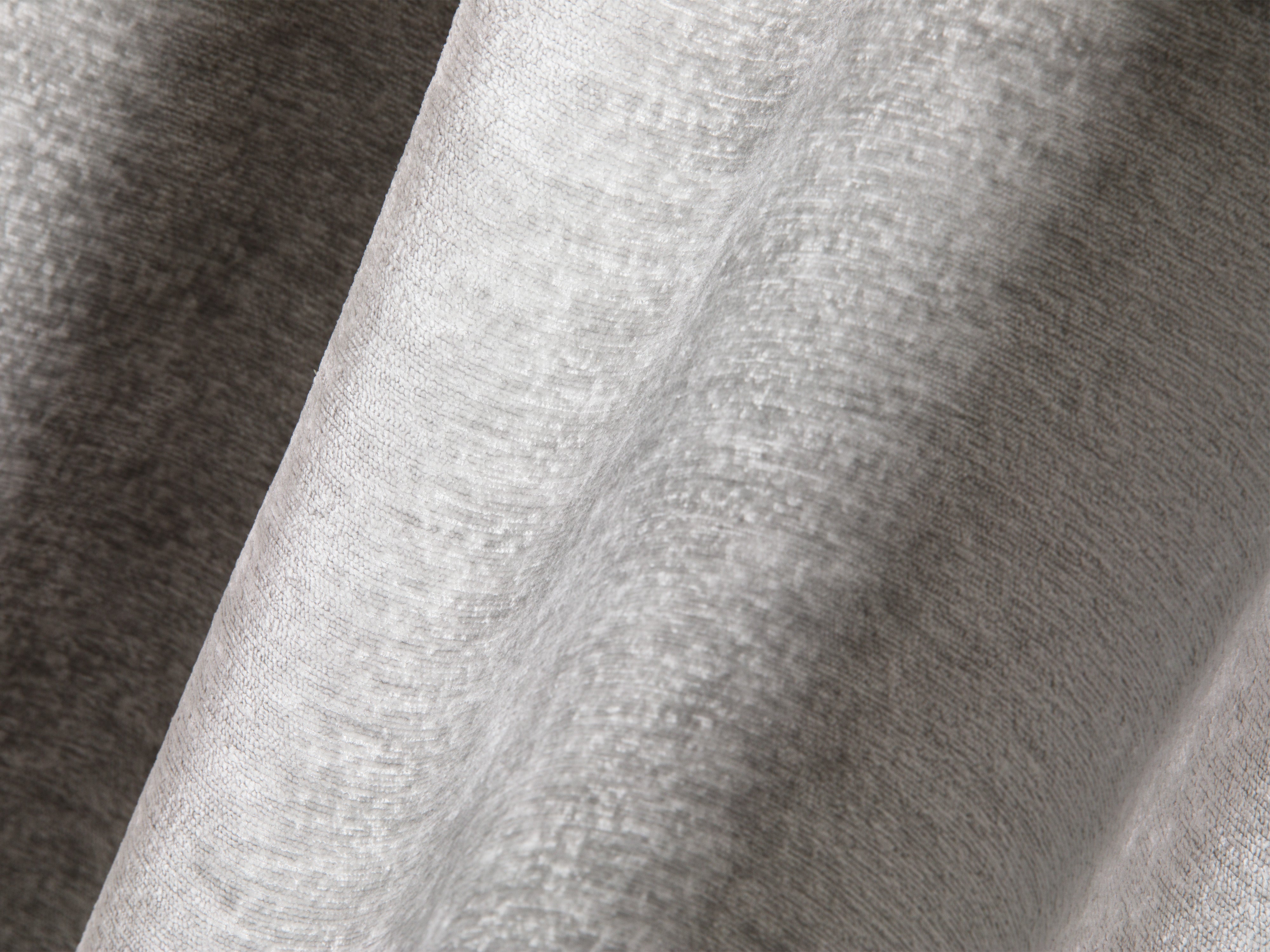 Bett mit Bettkasten LUPINE in silbernem schimmerndem Chenille