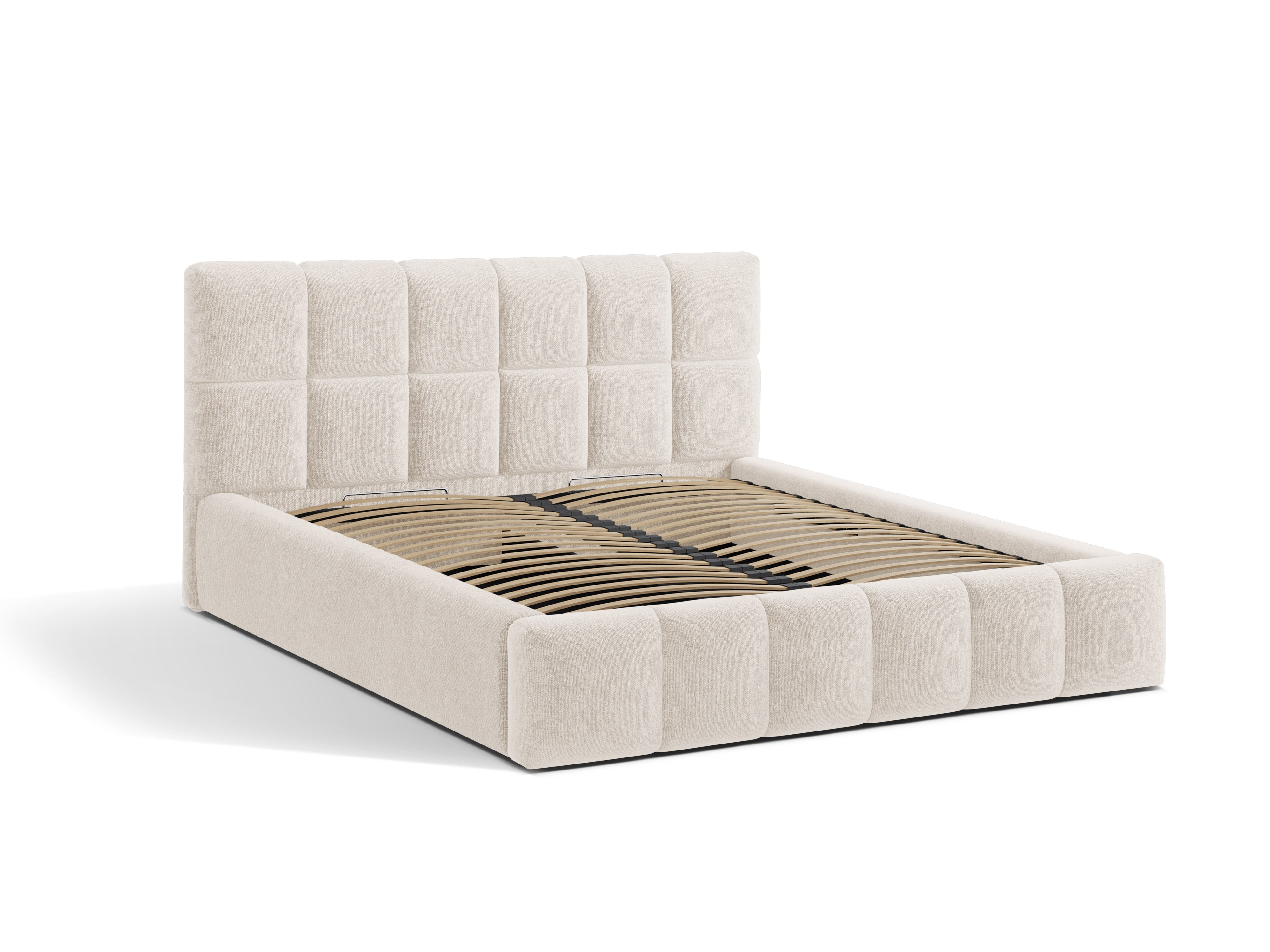 BELLIS Bett mit Bettkasten in hellbeigem Chenille
