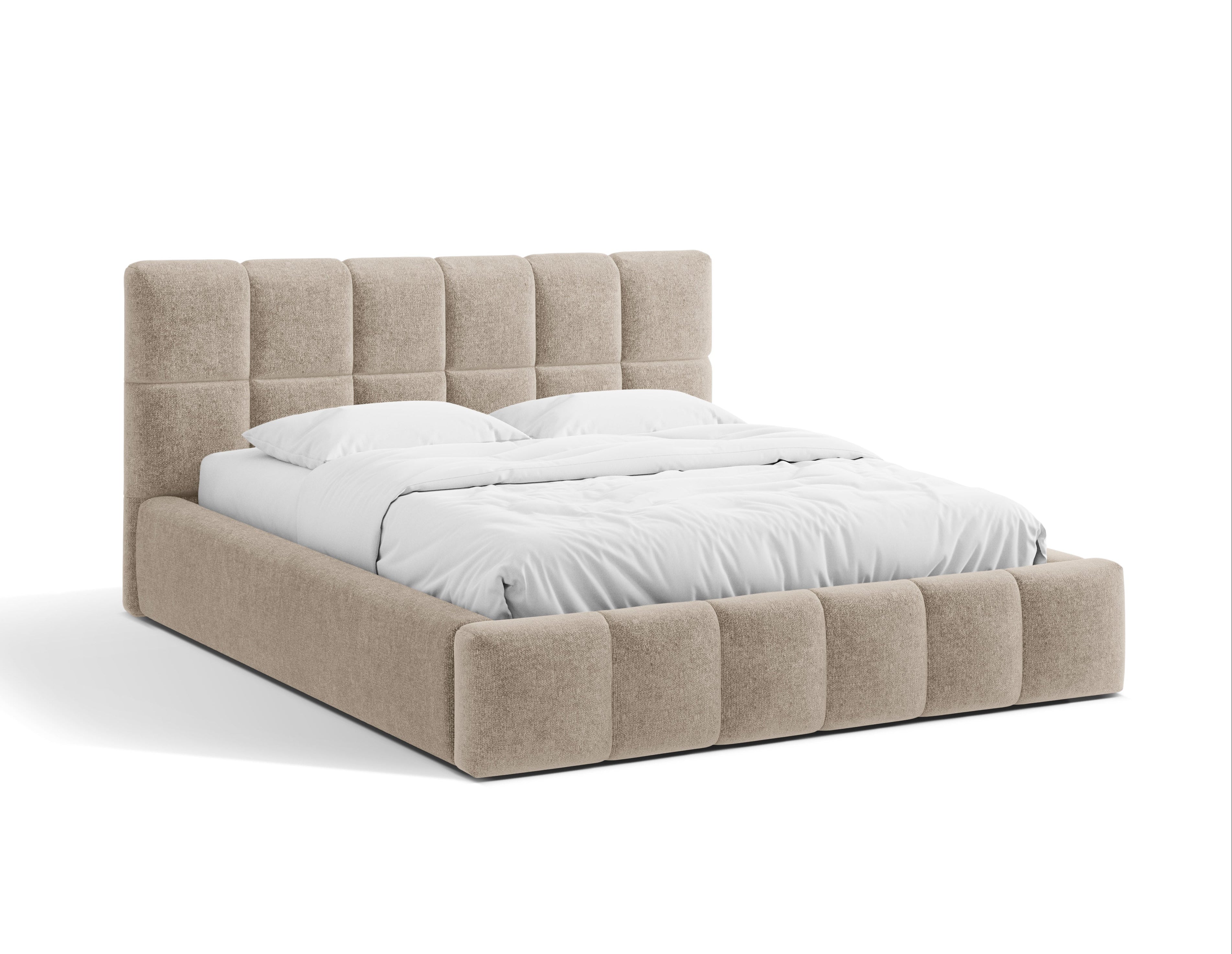 BELLIS Bett mit Bettkasten in beigem Chenille