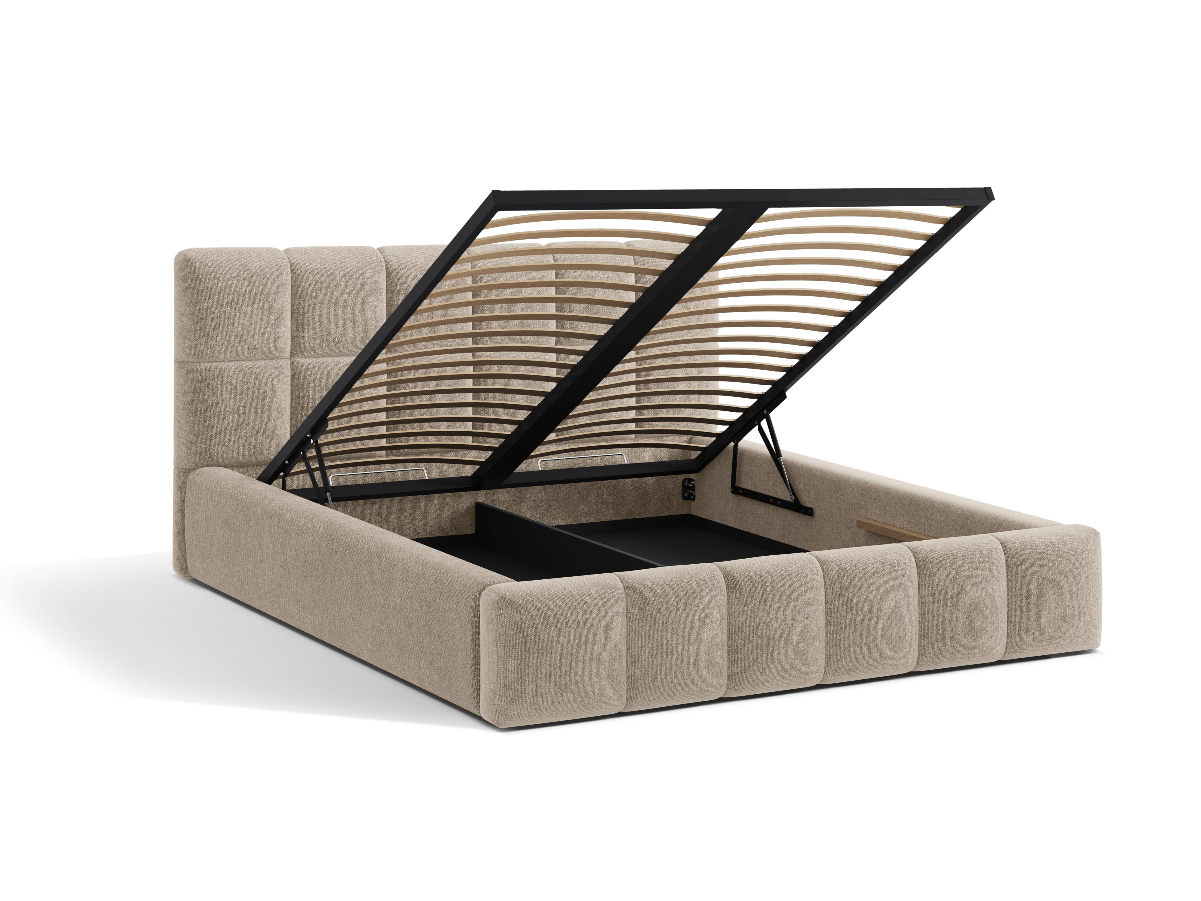 BELLIS Bett mit Bettkasten in beigem Chenille