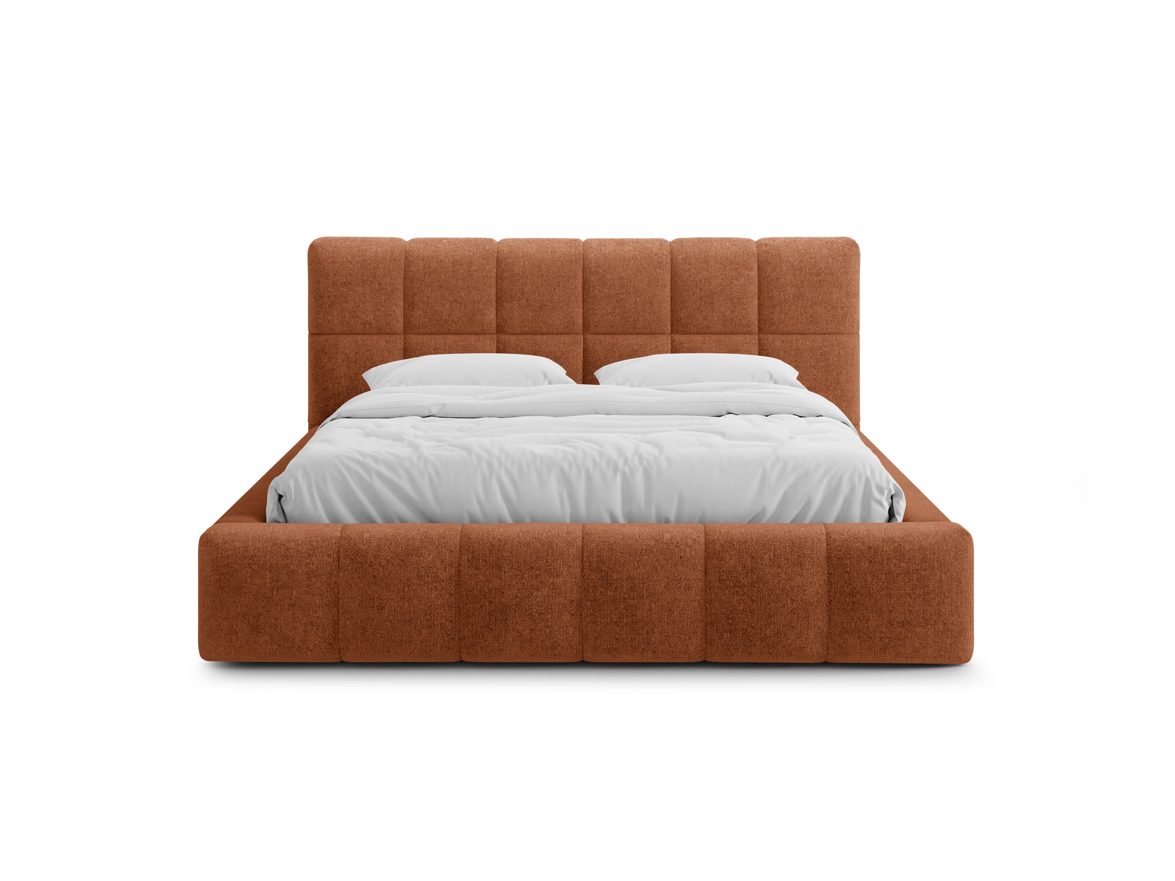 BELLIS Bett mit Bettkasten, ziegelroter Chenille